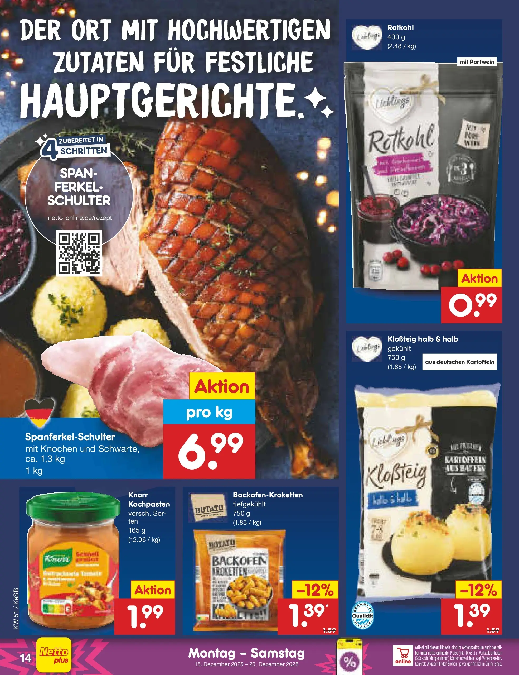Netto Marken-Discount prospekt Kruft (ab 15.12.2025) » Angebote | Seite: 14 | Produkte: Rotkohl, Knorr, Kartoffeln, Backofen Netto Marken-Discount prospekt Kruft (ab 15.12.2025) » Angebote | Seite: 14 | Produkte: Rotkohl, Knorr, Kartoffeln, Backofen