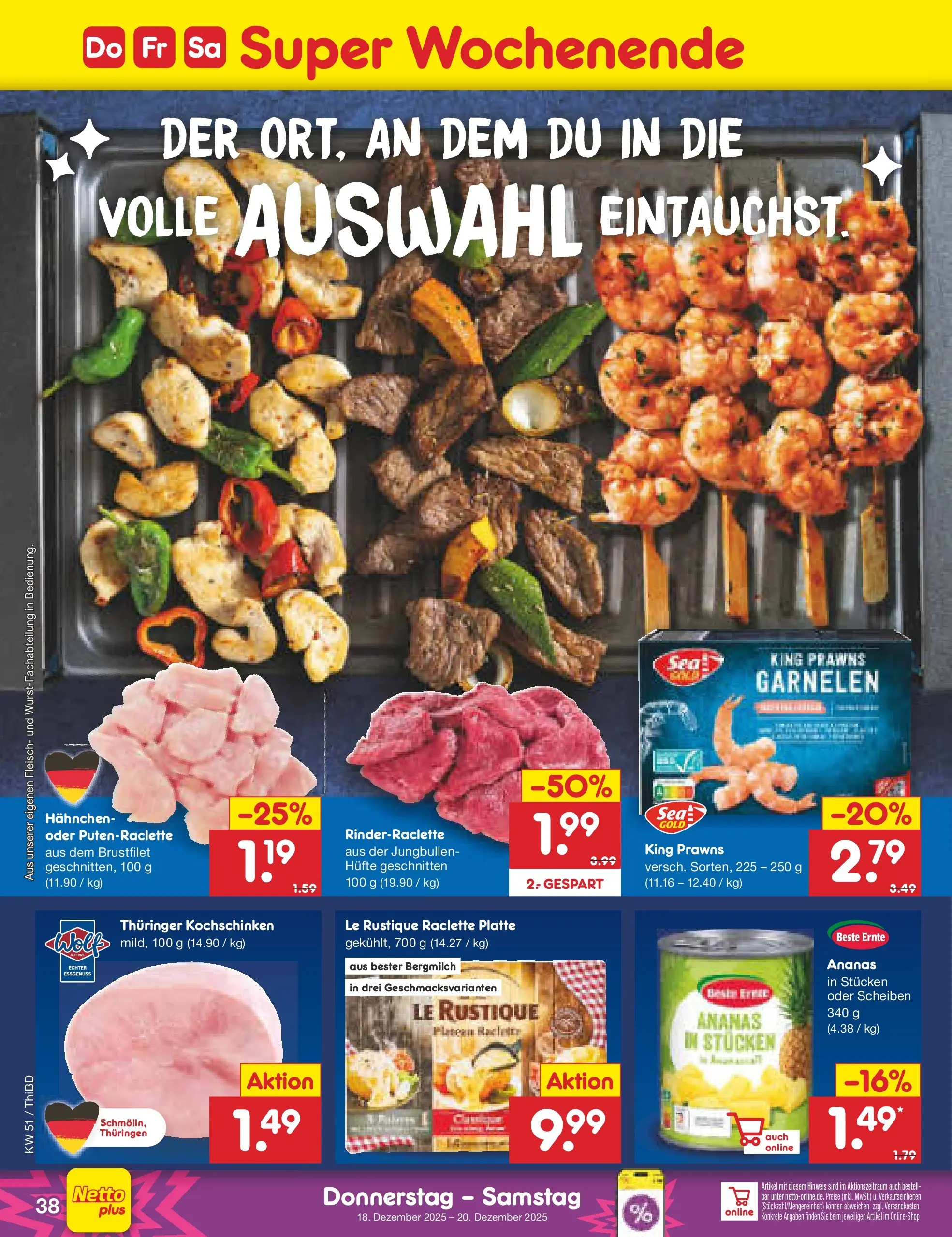 Netto Marken-Discount prospekt Thiendorf	 (ab 15.12.2025) » Angebote | Seite: 46 | Produkte: Hahnchen, Ananas, Garnelen, Fleisch