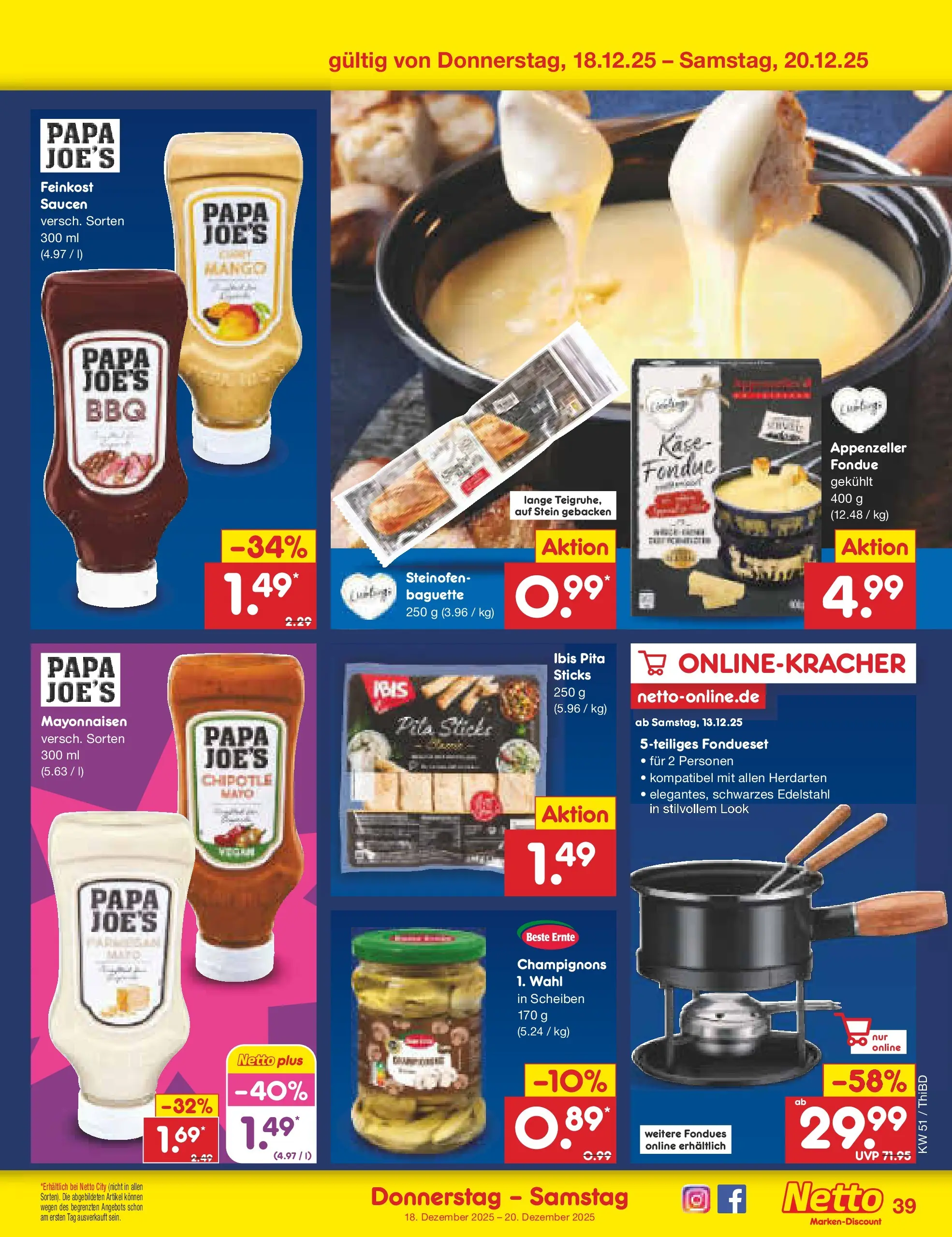 Netto Marken-Discount prospekt Thiendorf	 (ab 15.12.2025) » Angebote | Seite: 47 | Produkte: Käse, Baguette, Mango, Fondue