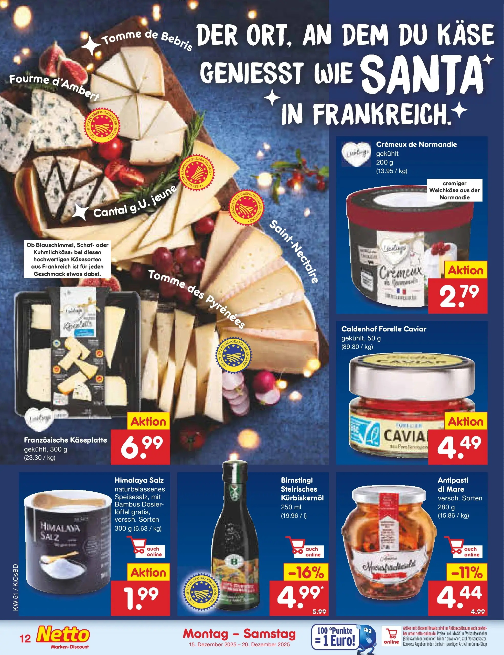 Netto Marken-Discount prospekt Mistelbach	 (ab 15.12.2025) » Angebote | Seite: 12 | Produkte: Kürbiskernöl, Käse, Salz