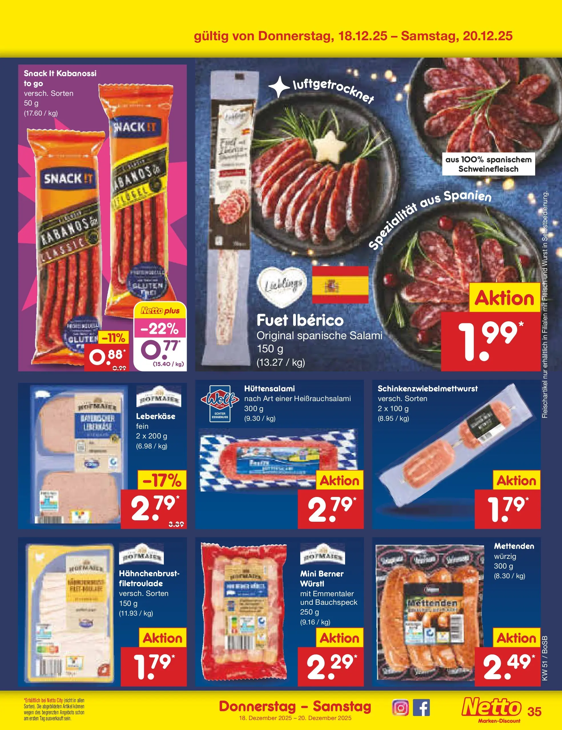 Netto Marken-Discount prospekt Stadtlohn	 (ab 15.12.2025) » Angebote | Seite: 43 | Produkte: Würstl, Wurst, Salami, Fleisch