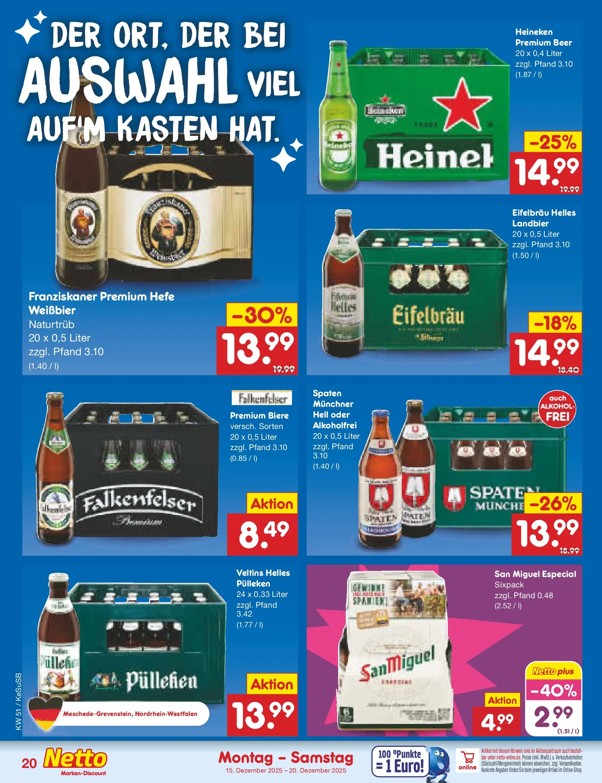 Netto Marken-Discount prospekt Kruft (ab 15.12.2025) » Angebote | Seite: 24 | Produkte: Weißbier, Heineken, Hefe weissbier, Veltins Netto Marken-Discount prospekt Kruft (ab 15.12.2025) » Angebote | Seite: 24 | Produkte: Weißbier, Heineken, Hefe weissbier, Veltins