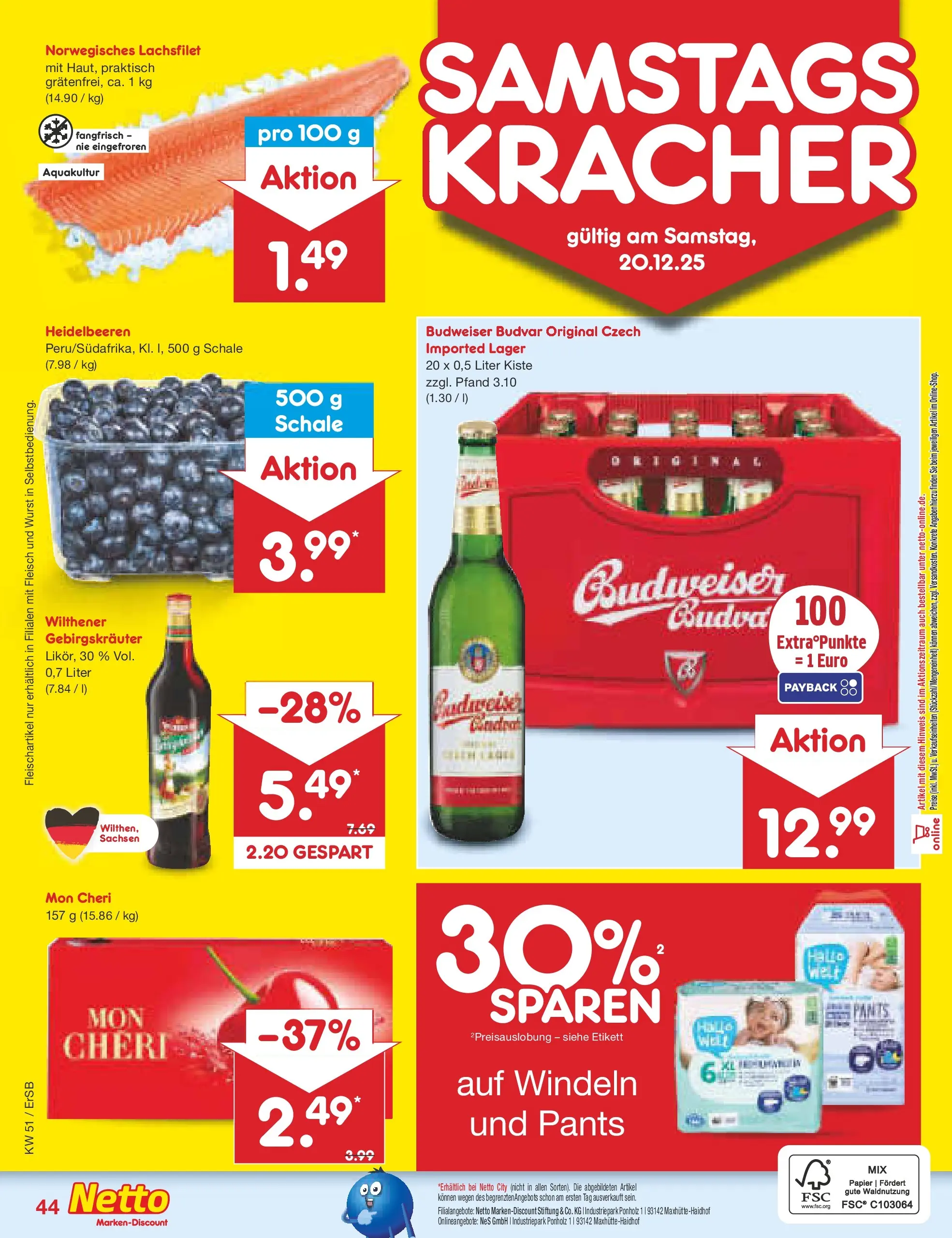 Netto Marken-Discount prospekt Erfurt (ab 15.12.2025) » Angebote | Seite: 52 | Produkte: Wilthener, Budweiser, Fleisch, Mon cheri Netto Marken-Discount prospekt Erfurt (ab 15.12.2025) » Angebote | Seite: 52 | Produkte: Wilthener, Budweiser, Fleisch, Mon cheri