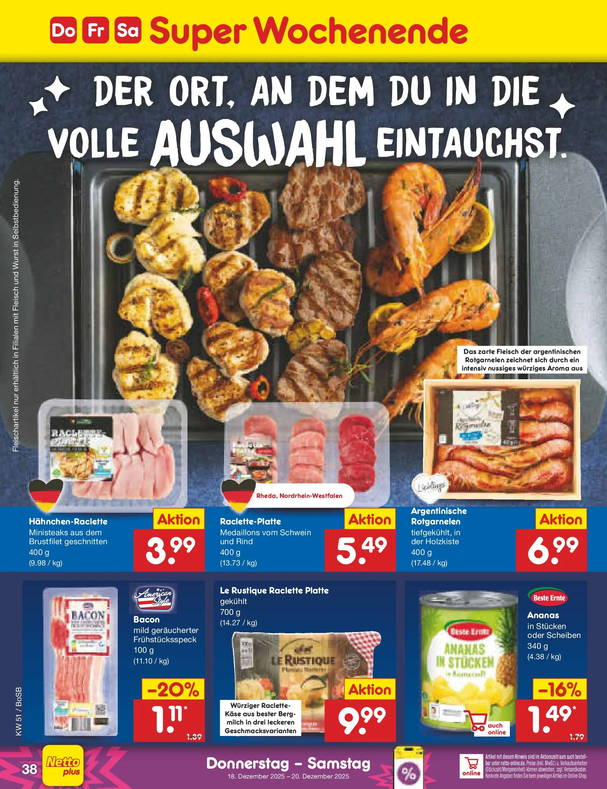 Netto Marken-Discount prospekt Stadtlohn	 (ab 15.12.2025) » Angebote | Seite: 46 | Produkte: Milch, Wurst, Raclette, Fleisch