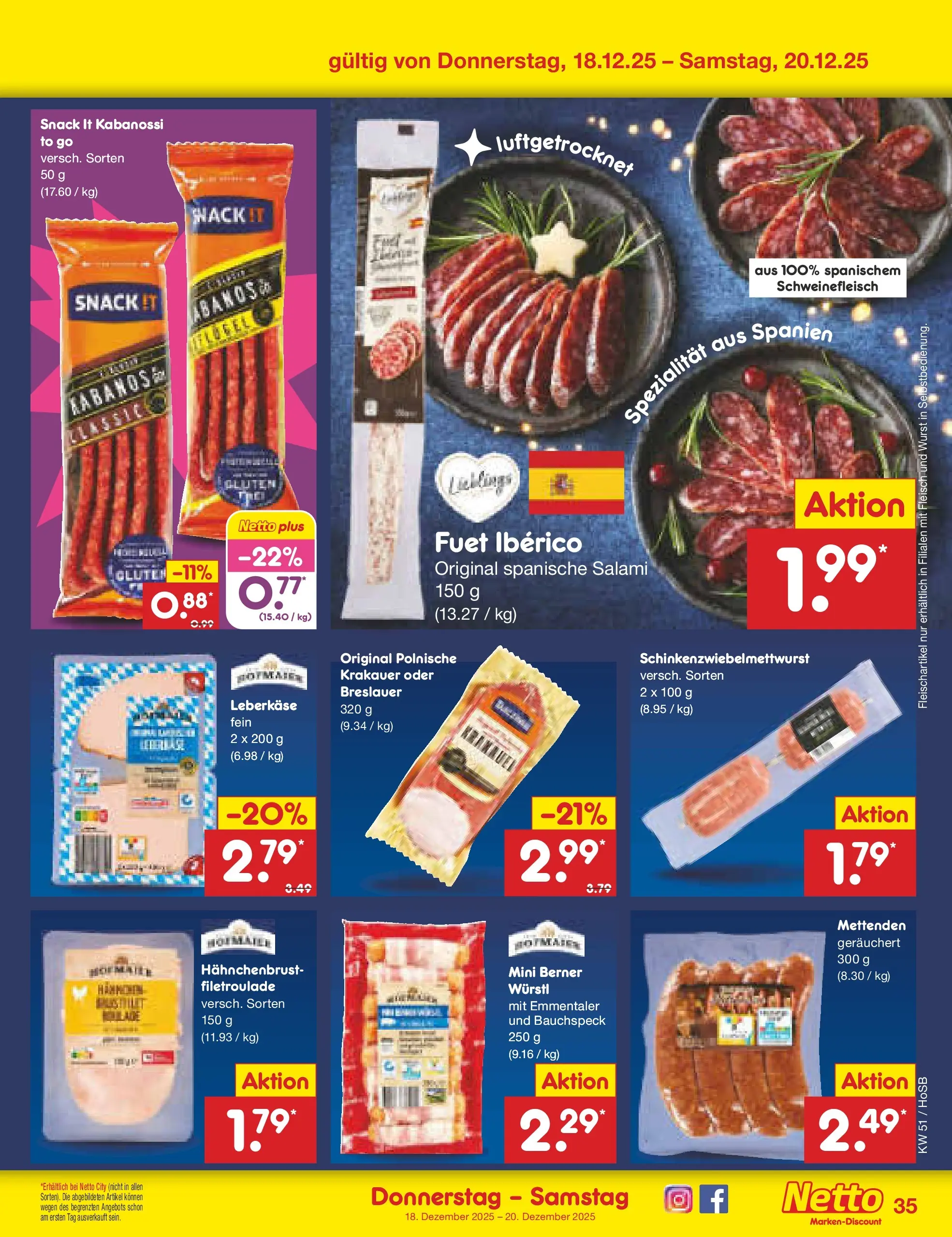Netto Marken-Discount prospekt Hannover (ab 15.12.2025) » Angebote | Seite: 43 | Produkte: Wurst, Schweinefleisch, Fleisch, Leberkase Netto Marken-Discount prospekt Hannover (ab 15.12.2025) » Angebote | Seite: 43 | Produkte: Wurst, Schweinefleisch, Fleisch, Leberkase