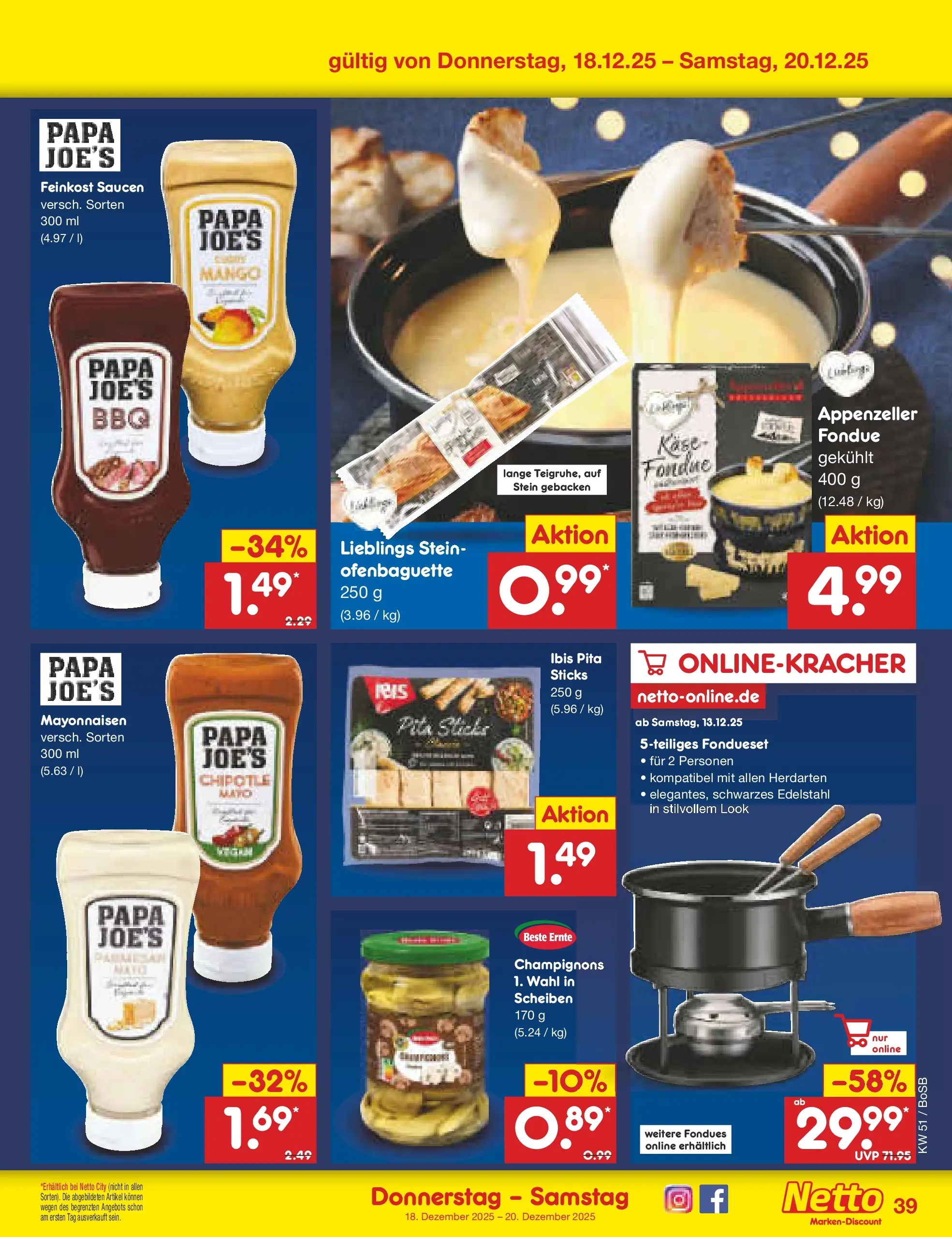 Netto Marken-Discount prospekt Stadtlohn	 (ab 15.12.2025) » Angebote | Seite: 47 | Produkte: Käse, Champignons, Mango, Fondue