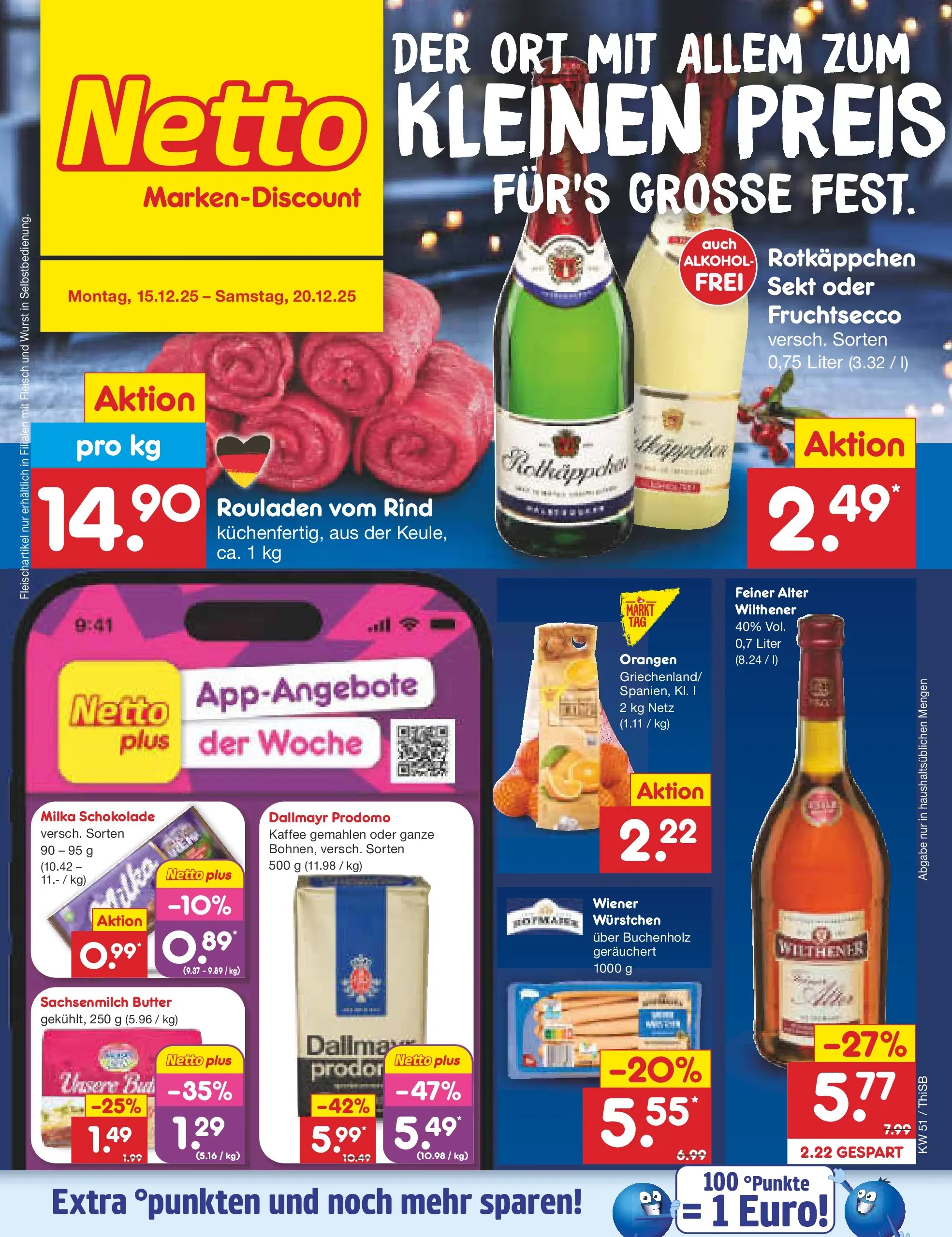 Netto Marken-Discount prospekt Pirna (ab 15.12.2025) » Angebote | Seite: 1 | Produkte: Orangen, Milka, Rotkäppchen, Fleisch Netto Marken-Discount prospekt Pirna (ab 15.12.2025) » Angebote | Seite: 1 | Produkte: Orangen, Milka, Rotkäppchen, Fleisch