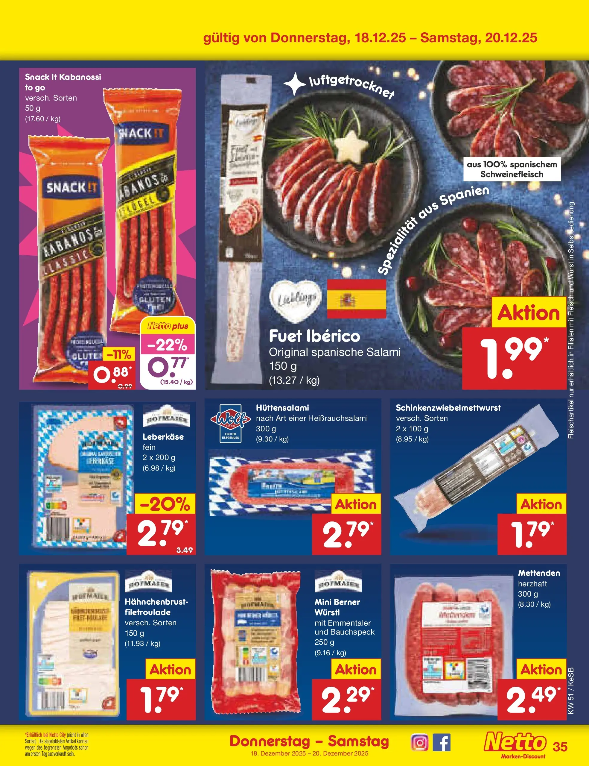 Netto Marken-Discount prospekt Kruft (ab 15.12.2025) » Angebote | Seite: 43 | Produkte: Würstl, Wurst, Salami, Hahnchenbrust Netto Marken-Discount prospekt Kruft (ab 15.12.2025) » Angebote | Seite: 43 | Produkte: Würstl, Wurst, Salami, Hahnchenbrust