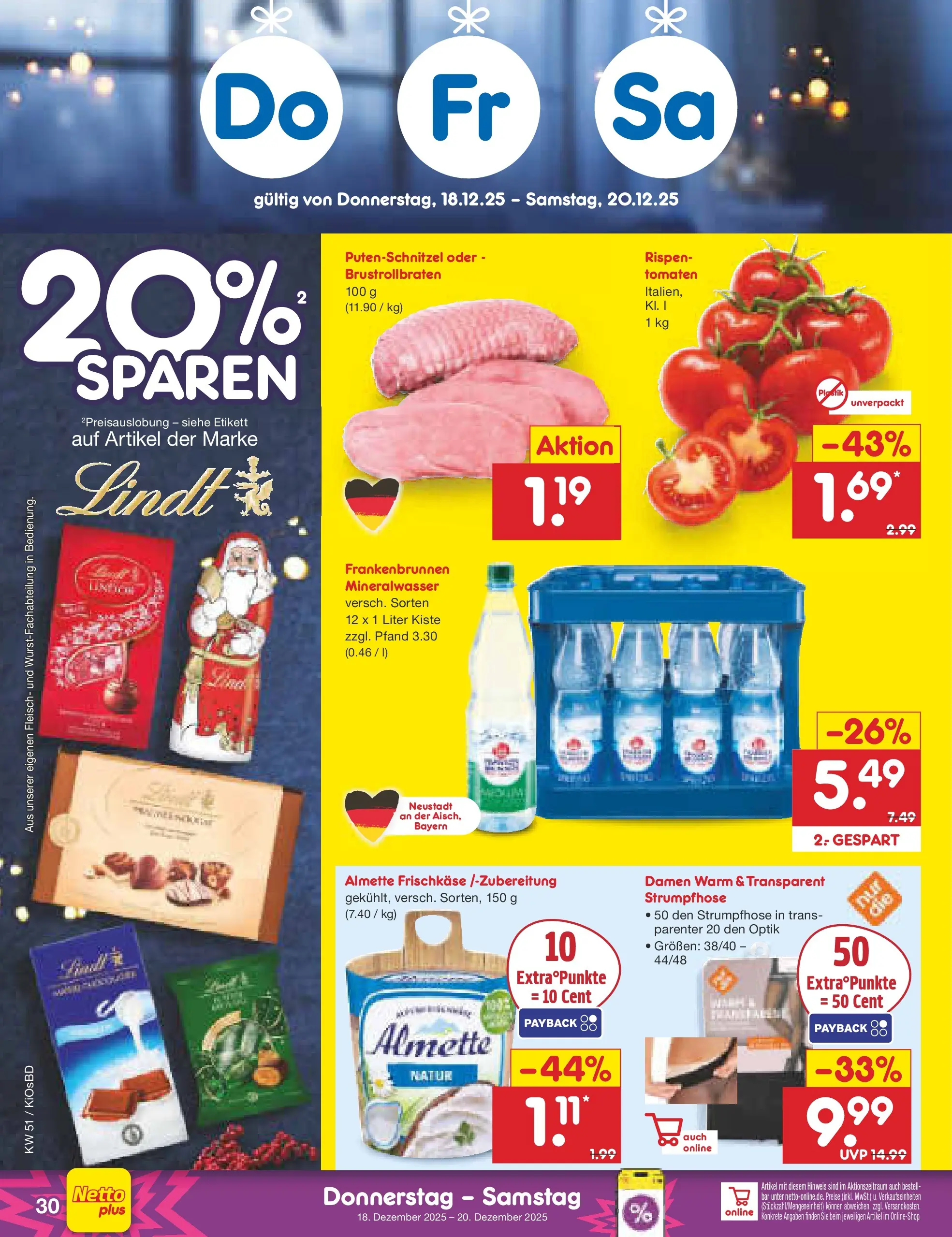 Netto Marken-Discount prospekt Mistelbach	 (ab 15.12.2025) » Angebote | Seite: 38 | Produkte: Almette, Fleisch, Strumpfhose, Frischkase