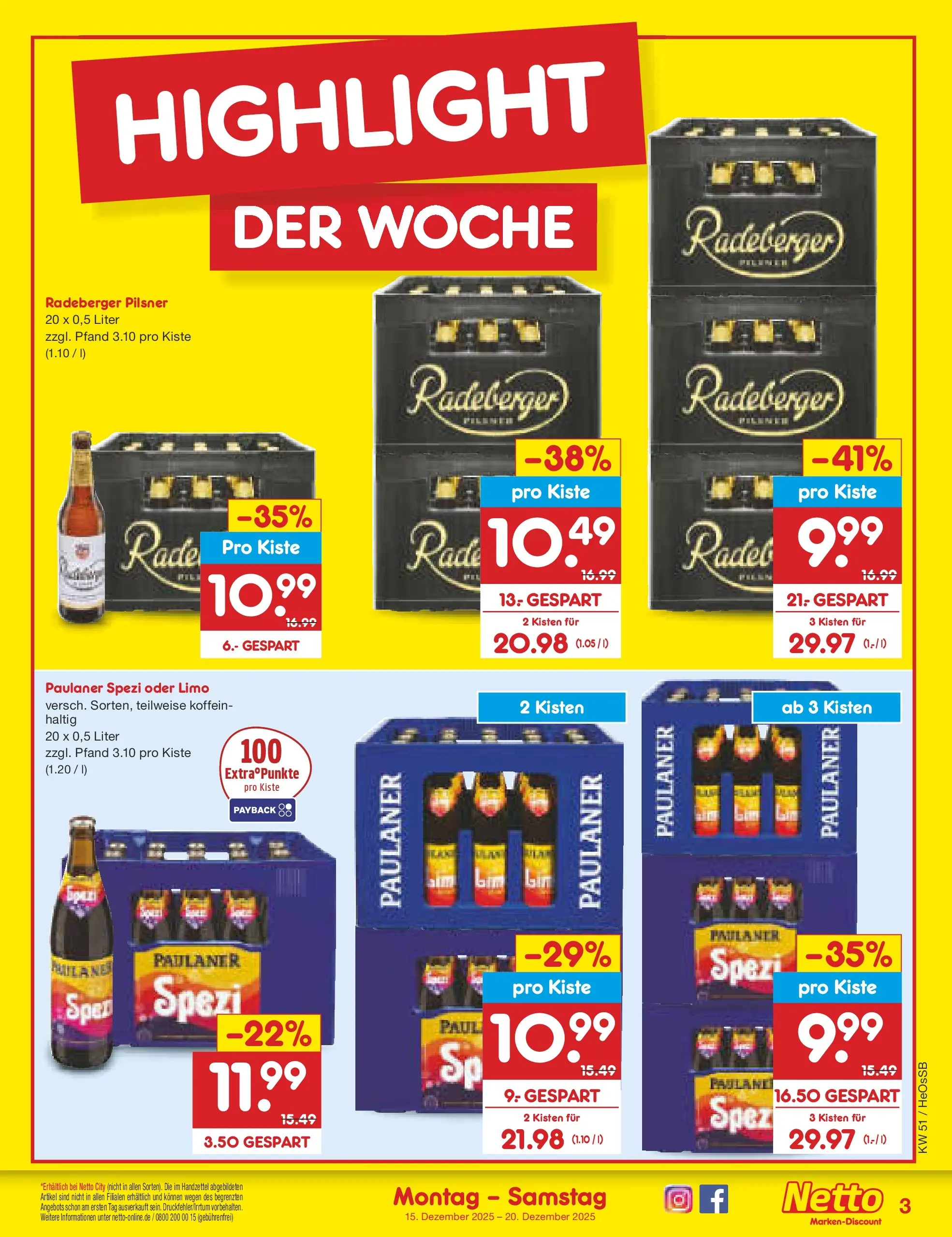 Netto Marken-Discount prospekt Kröpelin (ab 15.12.2025) » Angebote | Seite: 3 | Produkte: Paulaner spezi, Radeberger pilsner, Paulaner Netto Marken-Discount prospekt Kröpelin (ab 15.12.2025) » Angebote | Seite: 3 | Produkte: Paulaner spezi, Radeberger pilsner, Paulaner