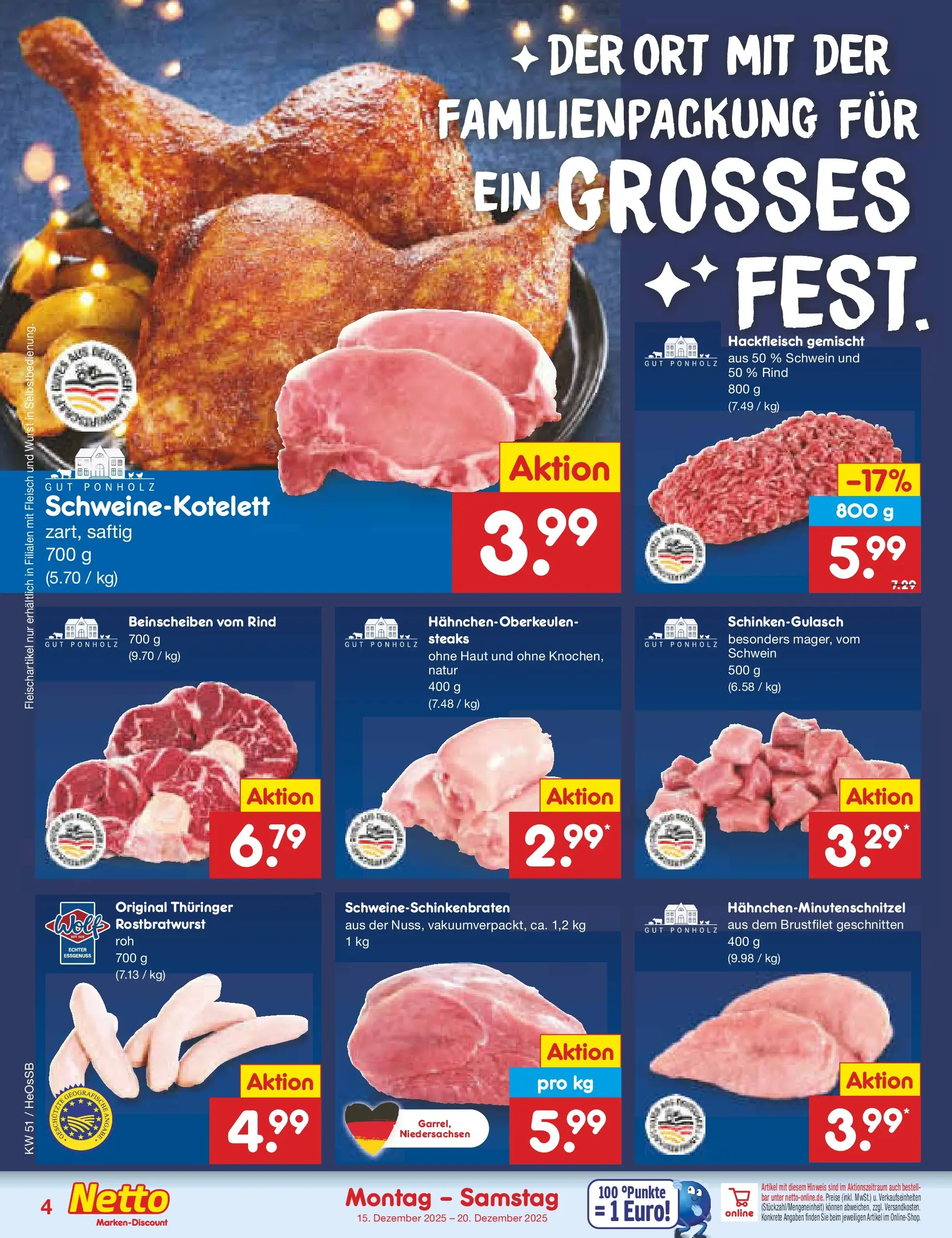 Netto Marken-Discount prospekt Kröpelin (ab 15.12.2025) » Angebote | Seite: 4 | Produkte: Wurst, Fleisch, Hackfleisch Netto Marken-Discount prospekt Kröpelin (ab 15.12.2025) » Angebote | Seite: 4 | Produkte: Wurst, Fleisch, Hackfleisch