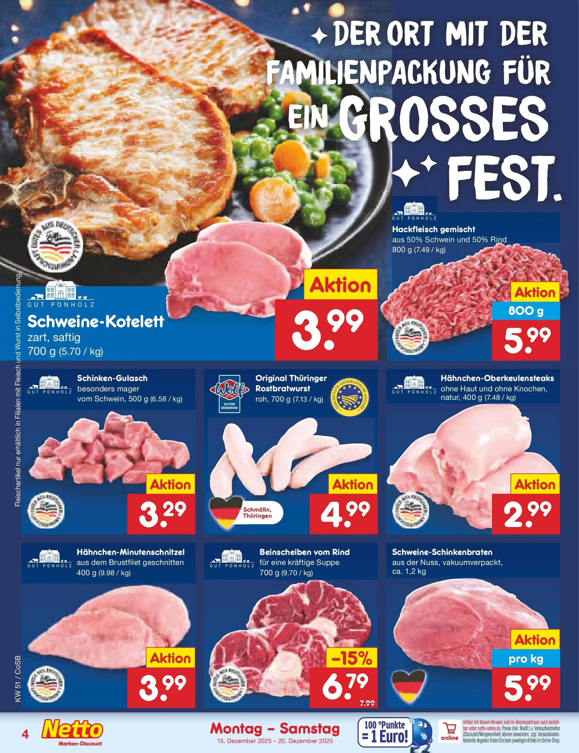 Netto Marken-Discount prospekt Bitterfeld-Wolfen	 (ab 15.12.2025) » Angebote | Seite: 4 | Produkte: Wurst, Fleisch, Hackfleisch