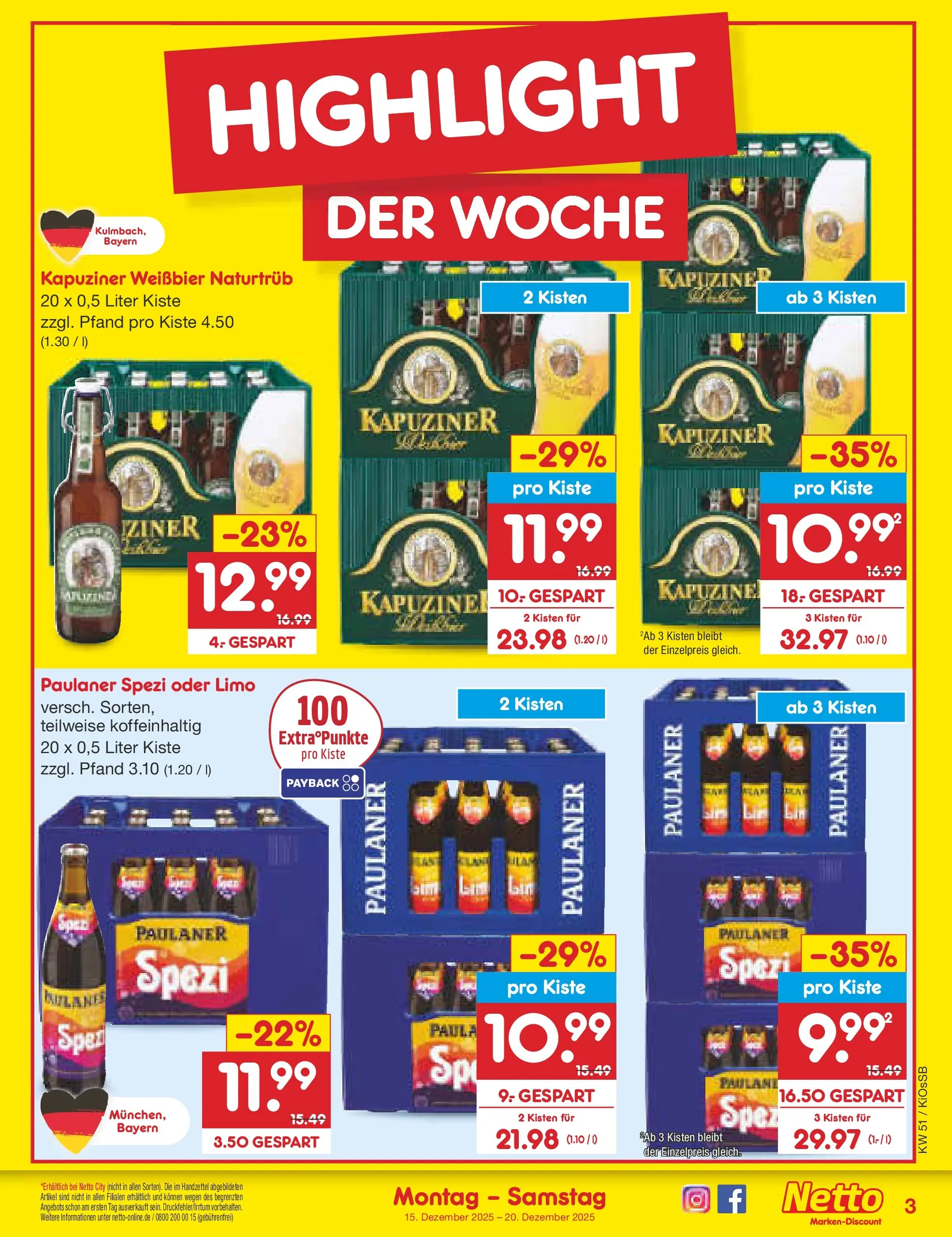 Netto Marken-Discount prospekt Oberhaid (ab 15.12.2025) » Angebote | Seite: 3 | Produkte: Weißbier, Paulaner spezi, Paulaner Netto Marken-Discount prospekt Oberhaid (ab 15.12.2025) » Angebote | Seite: 3 | Produkte: Weißbier, Paulaner spezi, Paulaner