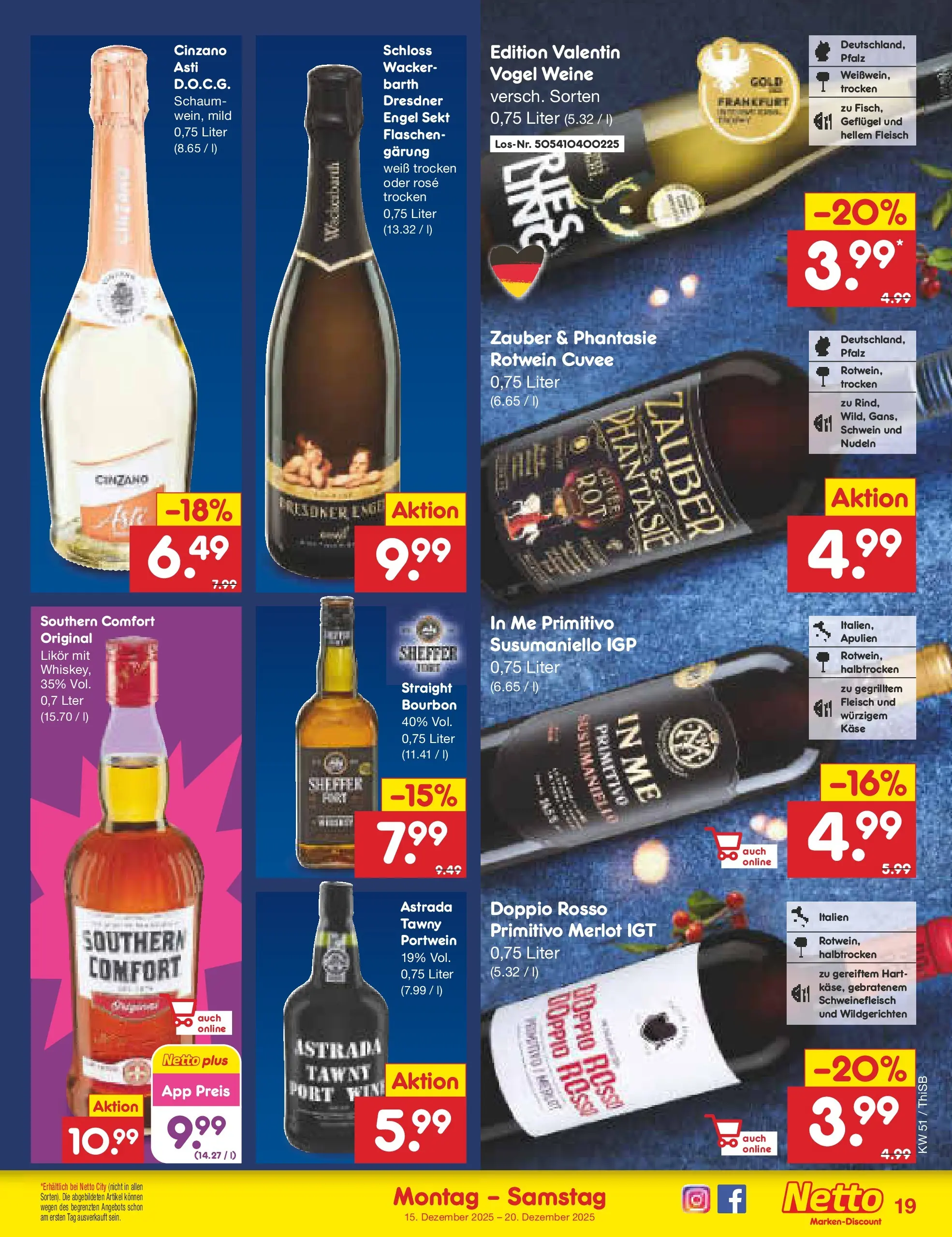 Netto Marken-Discount prospekt Pirna (ab 15.12.2025) » Angebote | Seite: 21 | Produkte: Käse, Likör, Merlot, Southern comfort Netto Marken-Discount prospekt Pirna (ab 15.12.2025) » Angebote | Seite: 21 | Produkte: Käse, Likör, Merlot, Southern comfort