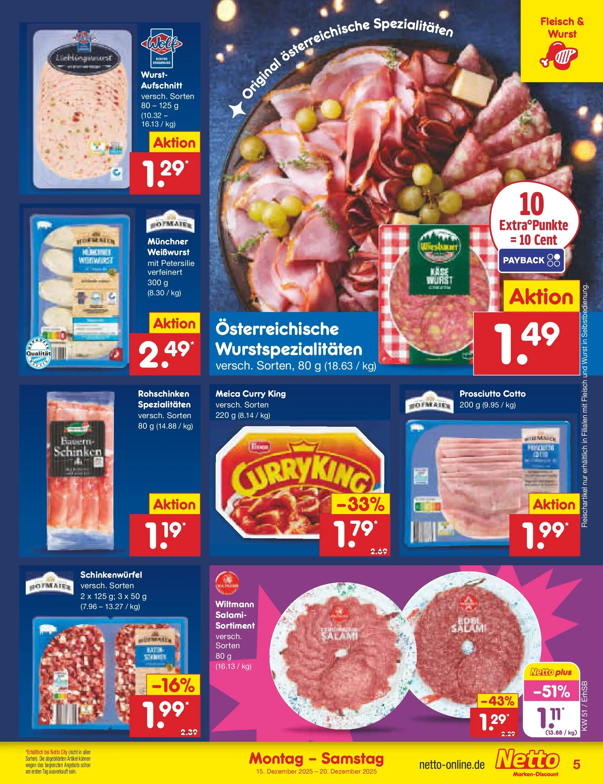 Netto Marken-Discount prospekt Metten (ab 15.12.2025) » Angebote | Seite: 5 | Produkte: Weißwurst, Wurst, Salami, Schinken Netto Marken-Discount prospekt Metten (ab 15.12.2025) » Angebote | Seite: 5 | Produkte: Weißwurst, Wurst, Salami, Schinken