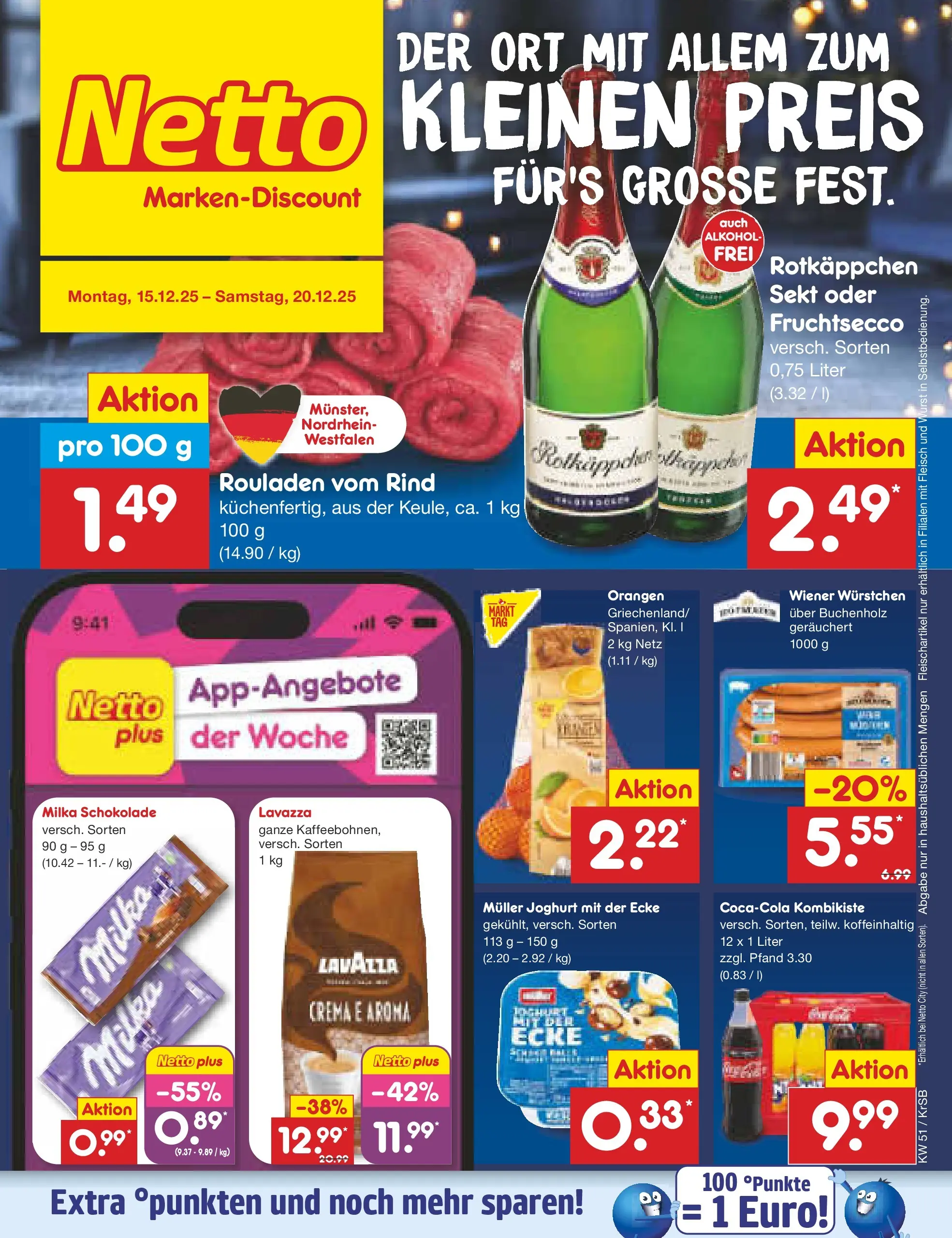 Netto Marken-Discount prospekt Jüchen	 (ab 15.12.2025) » Angebote | Seite: 1 | Produkte: Lavazza, Joghurt, Milka schokolade, Fruchtsecco