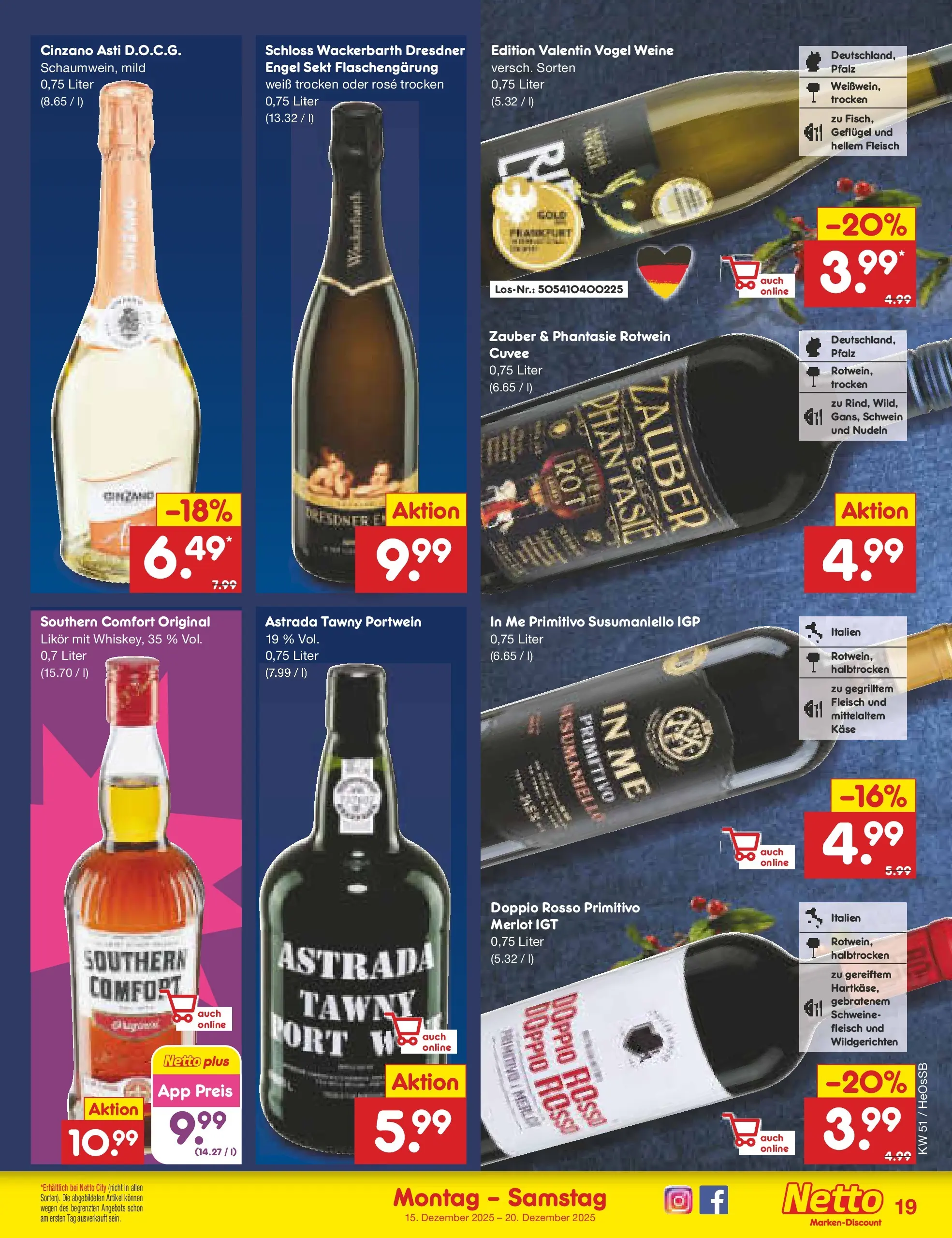 Netto Marken-Discount prospekt Kröpelin (ab 15.12.2025) » Angebote | Seite: 21 | Produkte: Käse, Sekt, Likör, Southern comfort Netto Marken-Discount prospekt Kröpelin (ab 15.12.2025) » Angebote | Seite: 21 | Produkte: Käse, Sekt, Likör, Southern comfort