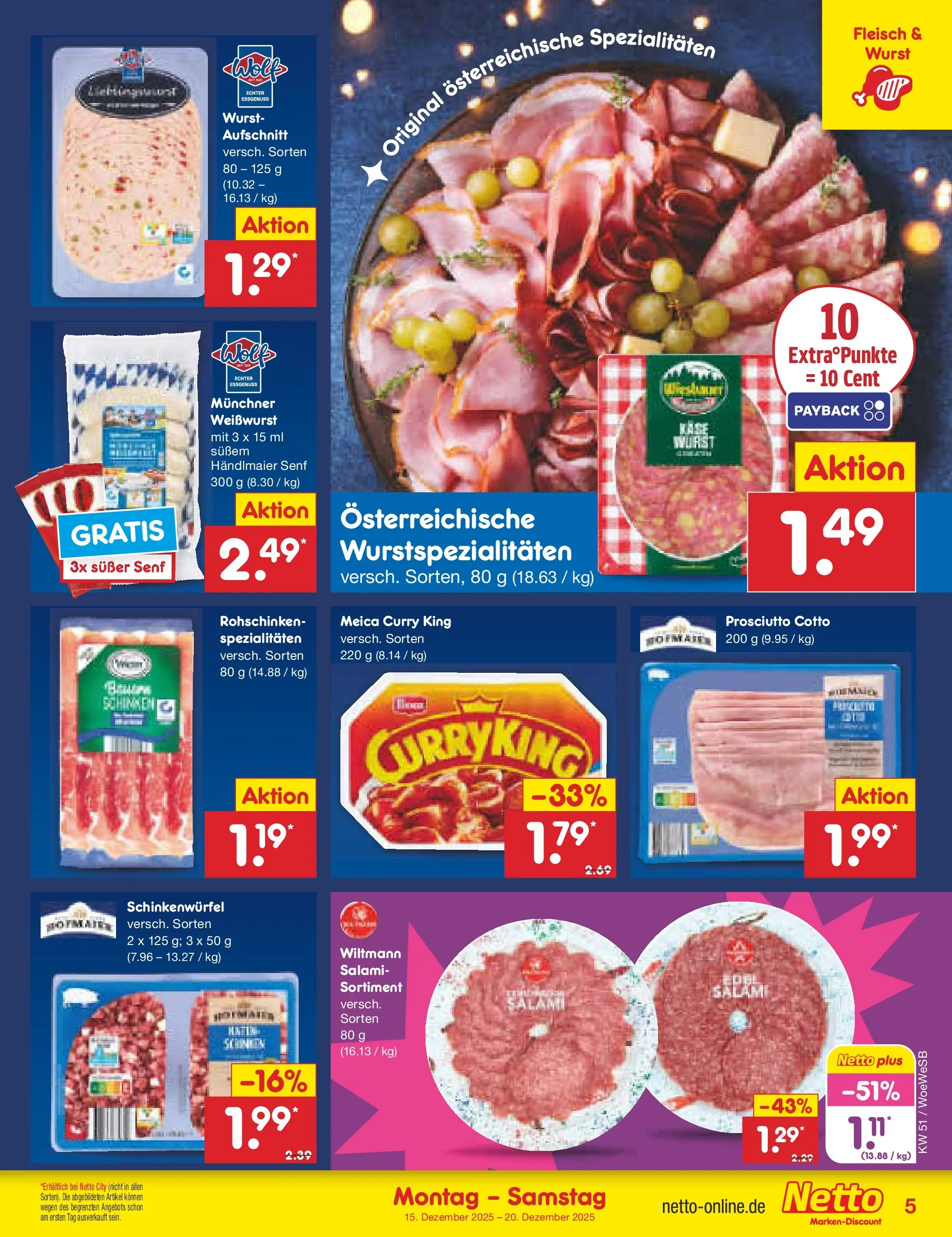 Netto Marken-Discount prospekt Katzweiler (ab 15.12.2025) » Angebote | Seite: 5 | Produkte: Weißwurst, Meica, Salami, Fleisch Netto Marken-Discount prospekt Katzweiler (ab 15.12.2025) » Angebote | Seite: 5 | Produkte: Weißwurst, Meica, Salami, Fleisch