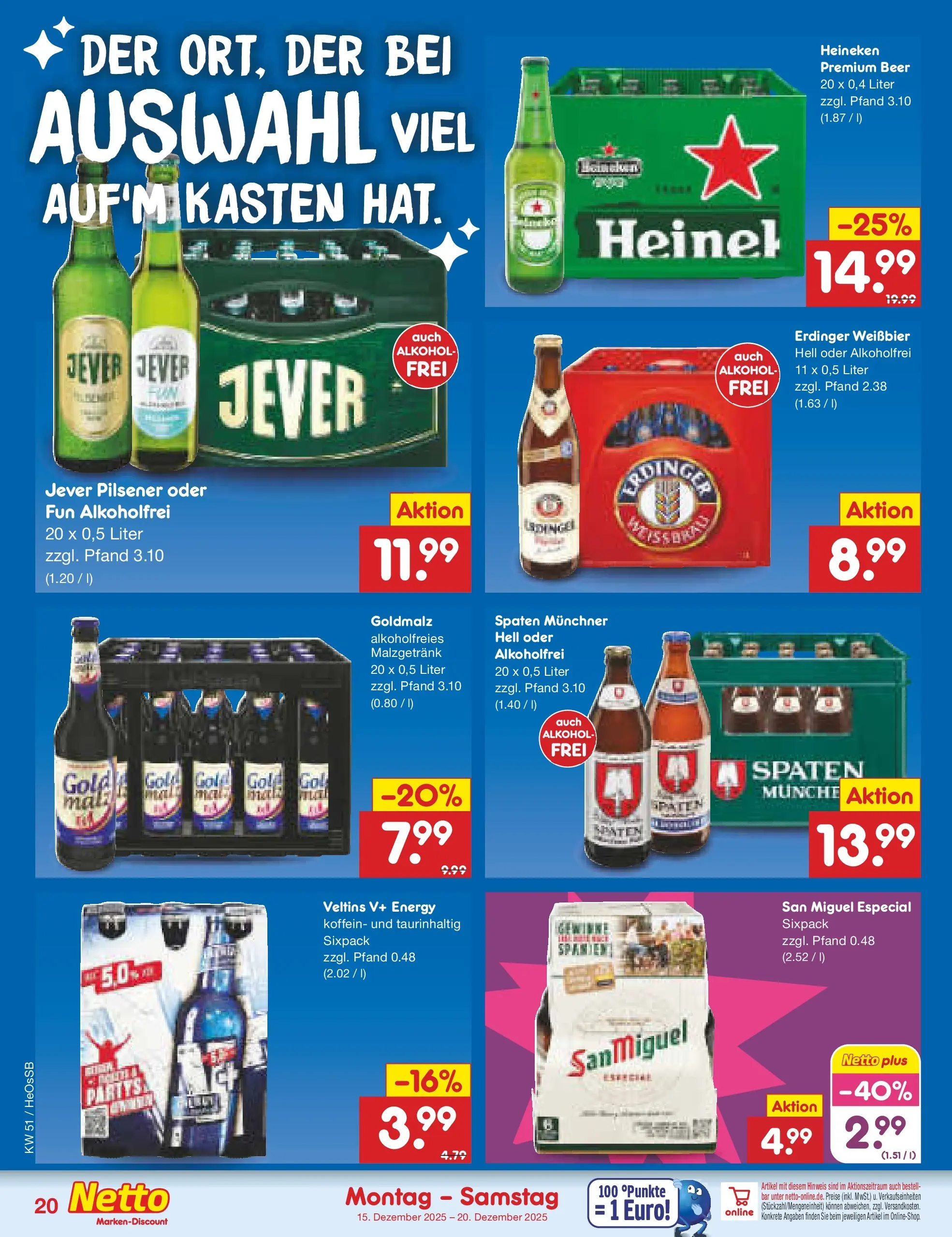 Netto Marken-Discount prospekt Kröpelin (ab 15.12.2025) » Angebote | Seite: 26 | Produkte: Erdinger, Energy, Weißbier, Heineken Netto Marken-Discount prospekt Kröpelin (ab 15.12.2025) » Angebote | Seite: 26 | Produkte: Erdinger, Energy, Weißbier, Heineken