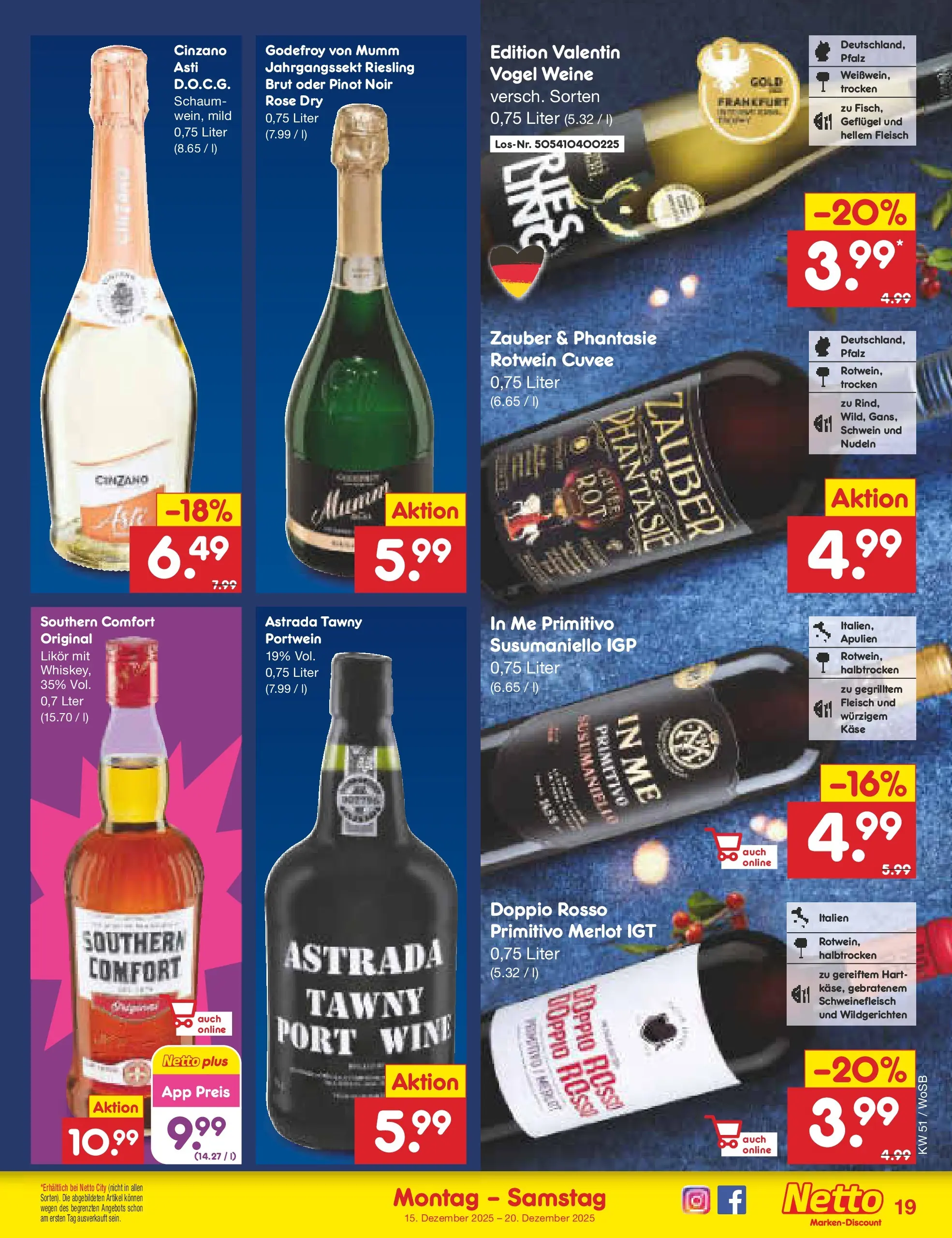 Netto Marken-Discount prospekt Mannheim (ab 15.12.2025) » Angebote | Seite: 21 | Produkte: Rotwein, Likör, Merlot, Nudeln Netto Marken-Discount prospekt Mannheim (ab 15.12.2025) » Angebote | Seite: 21 | Produkte: Rotwein, Likör, Merlot, Nudeln