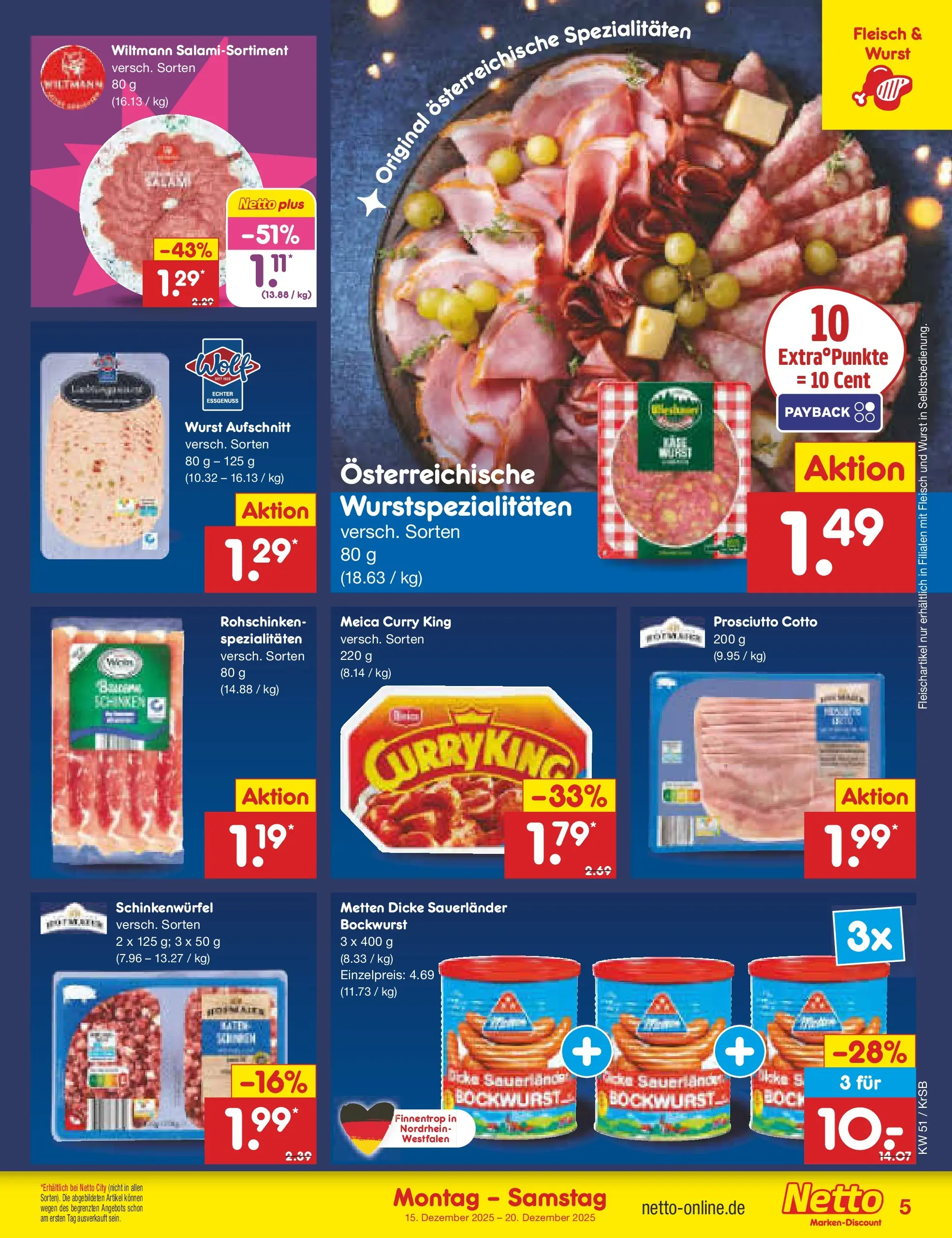 Netto Marken-Discount prospekt Jüchen	 (ab 15.12.2025) » Angebote | Seite: 5 | Produkte: Bockwurst, Meica, Wurst, Fleisch
