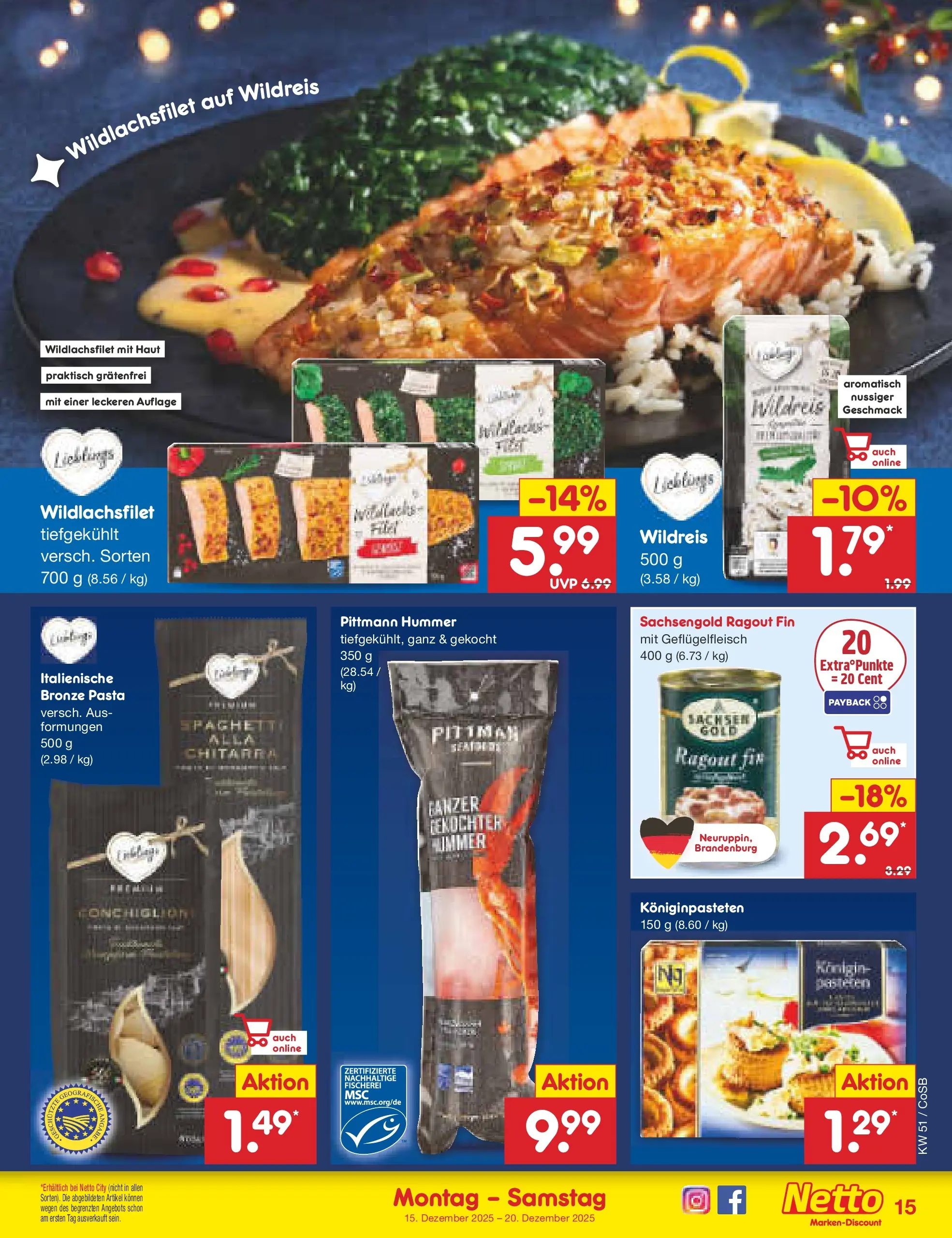 Netto Marken-Discount prospekt Bitterfeld-Wolfen	 (ab 15.12.2025) » Angebote | Seite: 15 | Produkte: Pasta
