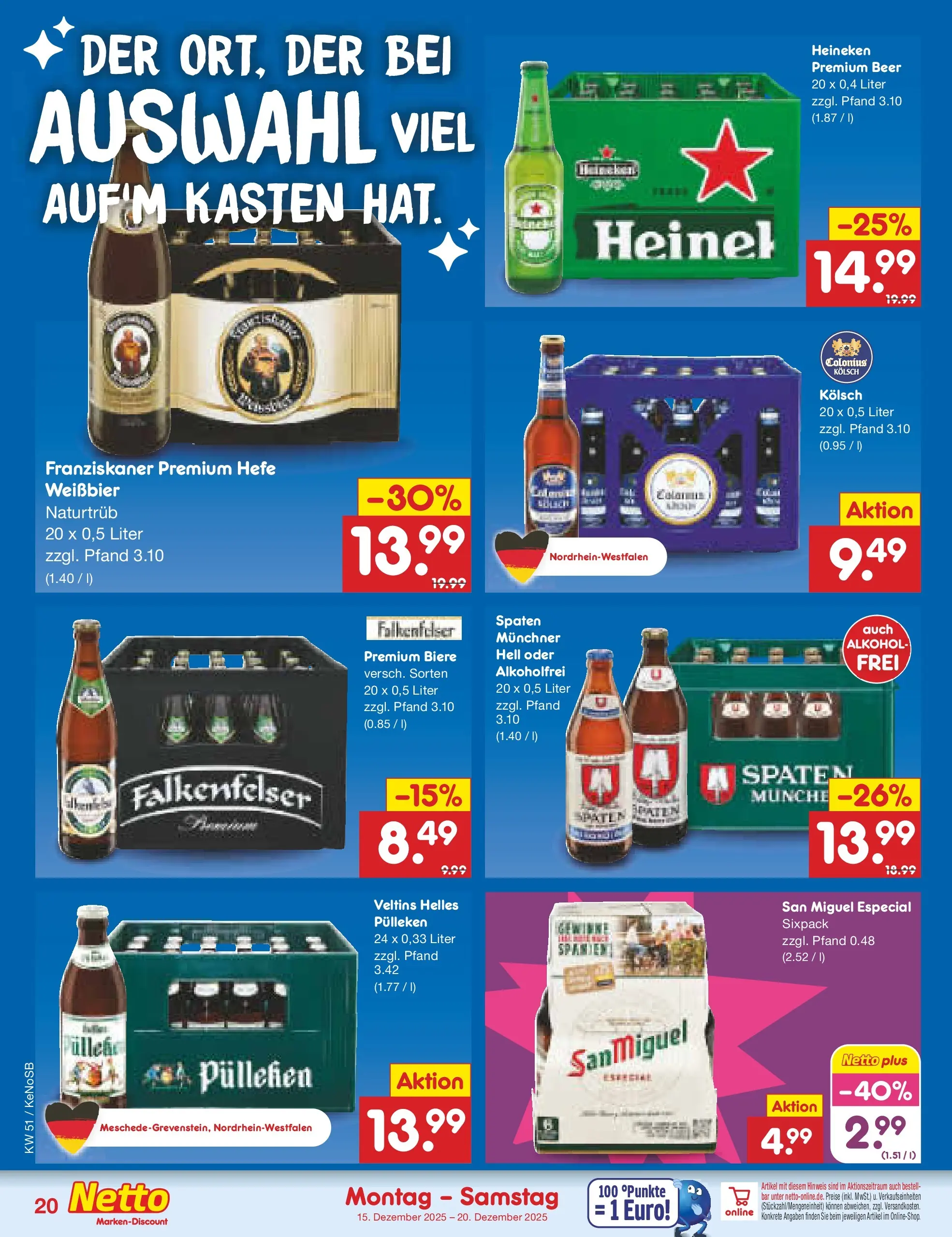 Netto Marken-Discount prospekt Bonn	 (ab 15.12.2025) » Angebote | Seite: 24 | Produkte: Weißbier, Heineken, Hefe weissbier, Veltins