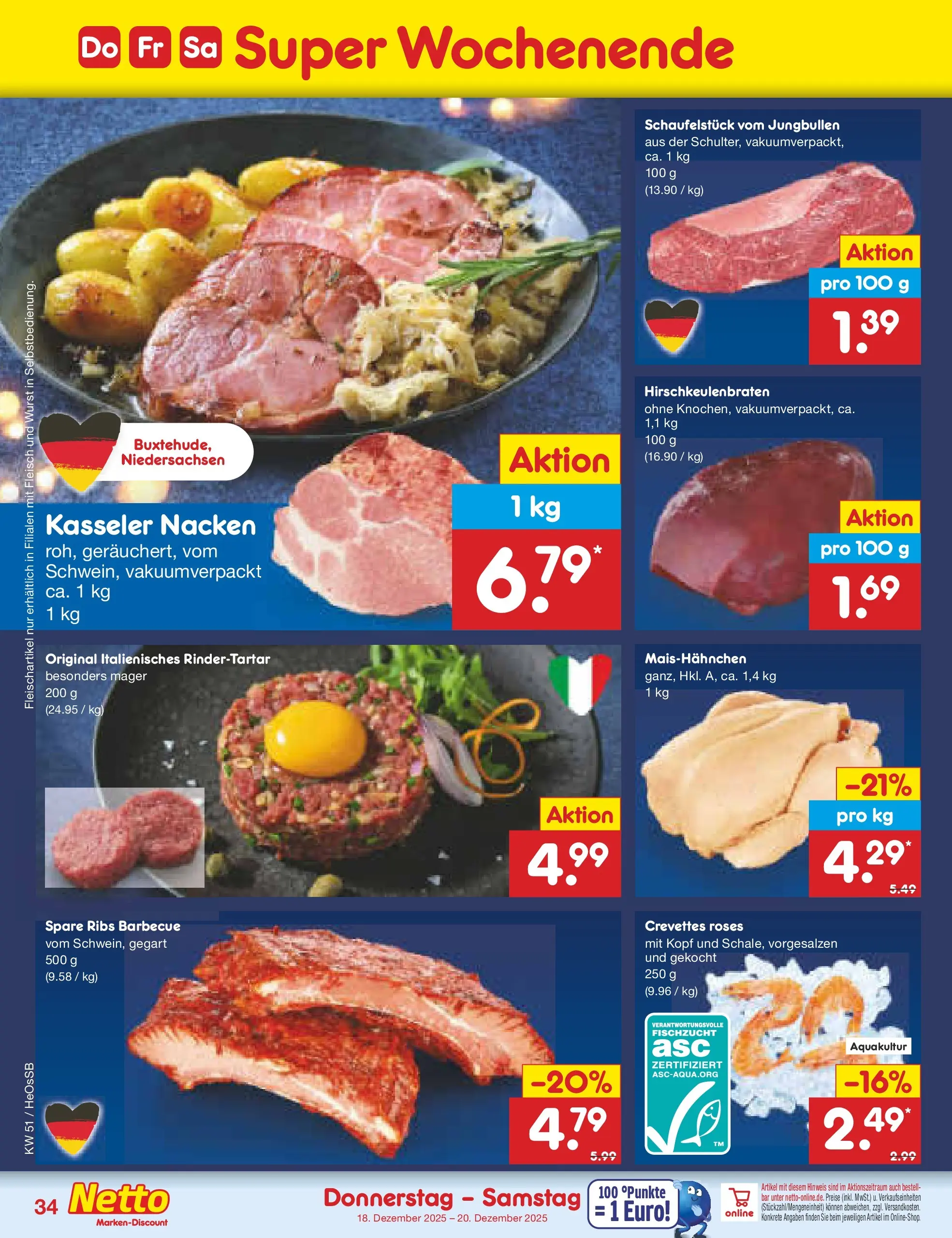 Netto Marken-Discount prospekt Kröpelin (ab 15.12.2025) » Angebote | Seite: 48 | Produkte: Spare ribs, Kasseler nacken, Wurst, Fleisch Netto Marken-Discount prospekt Kröpelin (ab 15.12.2025) » Angebote | Seite: 48 | Produkte: Spare ribs, Kasseler nacken, Wurst, Fleisch