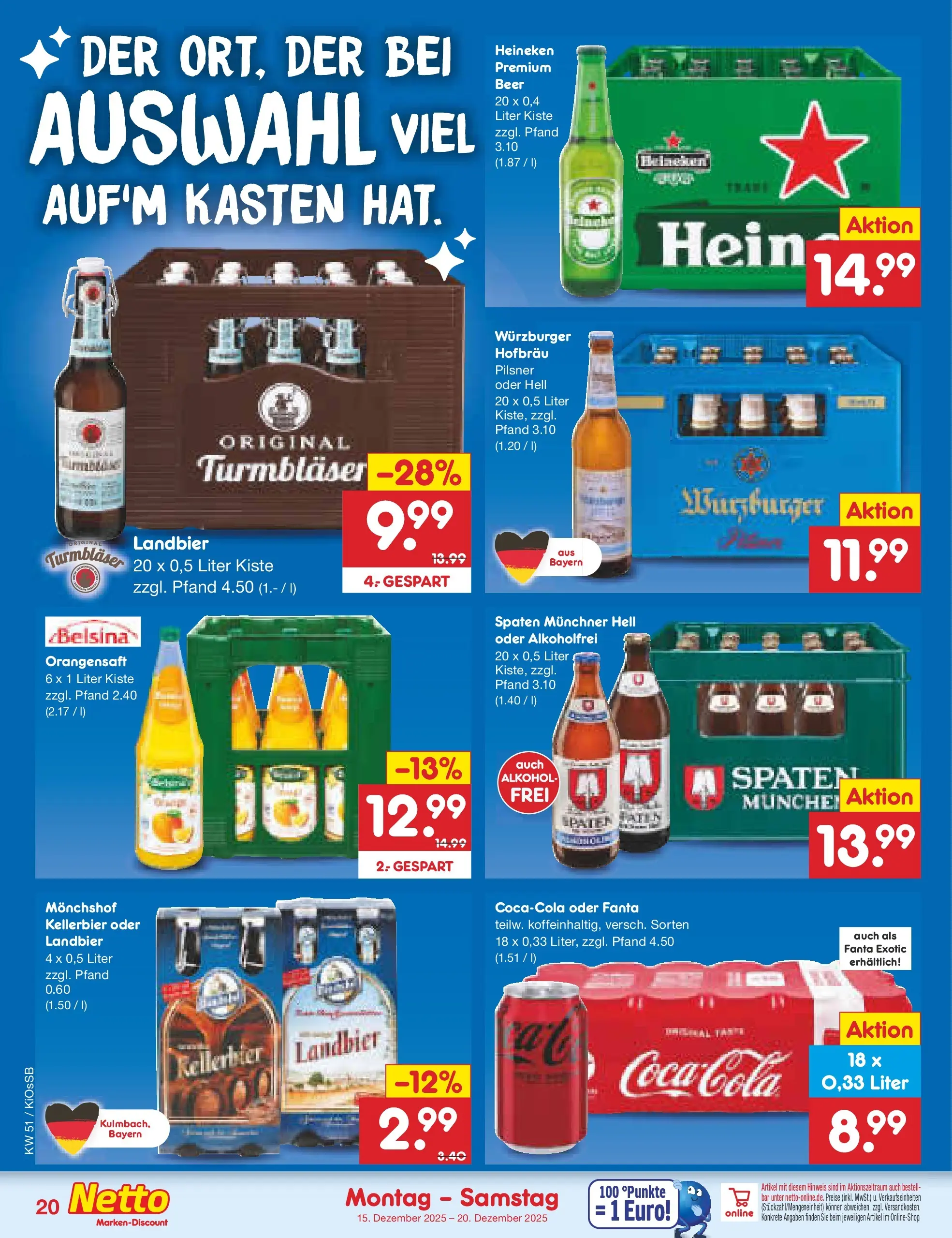 Netto Marken-Discount prospekt Oberhaid (ab 15.12.2025) » Angebote | Seite: 24 | Produkte: Monchshof, Fanta, Orangensaft, Heineken Netto Marken-Discount prospekt Oberhaid (ab 15.12.2025) » Angebote | Seite: 24 | Produkte: Monchshof, Fanta, Orangensaft, Heineken