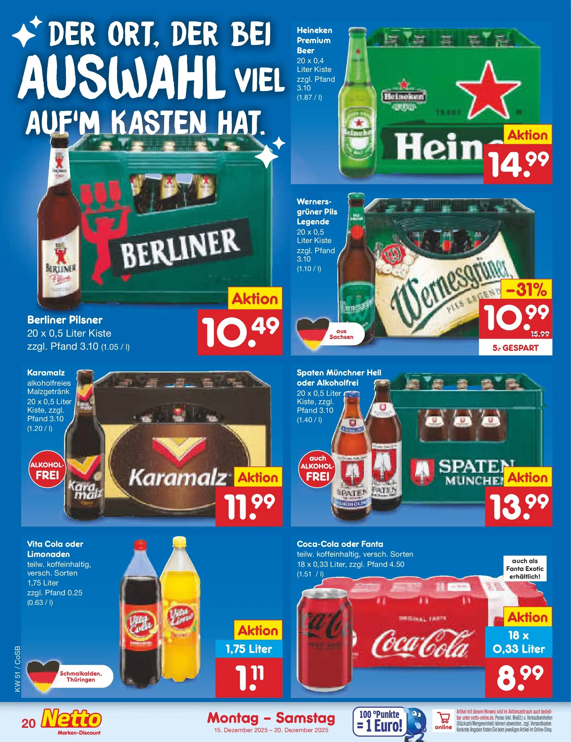 Netto Marken-Discount prospekt Bitterfeld-Wolfen	 (ab 15.12.2025) » Angebote | Seite: 24 | Produkte: Fanta, Cola, Wernesgruner, Heineken