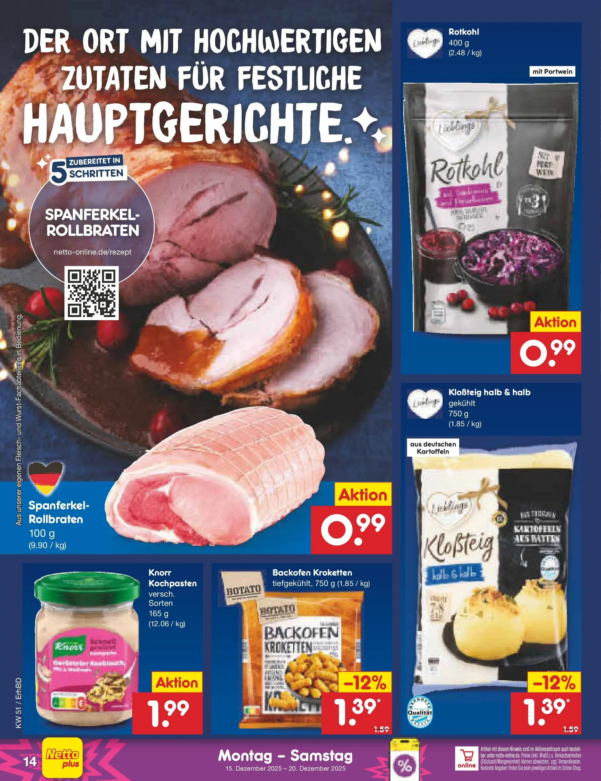 Netto Marken-Discount prospekt Ergolding (ab 15.12.2025) » Angebote | Seite: 14 | Produkte: Knorr, Kartoffeln, Backofen, Fleisch Netto Marken-Discount prospekt Ergolding (ab 15.12.2025) » Angebote | Seite: 14 | Produkte: Knorr, Kartoffeln, Backofen, Fleisch