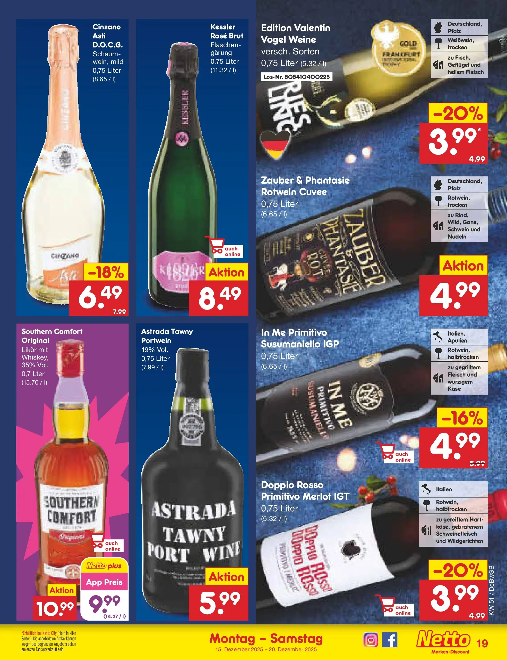 Netto Marken-Discount prospekt Waiblingen-Bittenfeld (ab 15.12.2025) » Angebote | Seite: 21 | Produkte: Likör, Merlot, Southern comfort, Schweinefleisch Netto Marken-Discount prospekt Waiblingen-Bittenfeld (ab 15.12.2025) » Angebote | Seite: 21 | Produkte: Likör, Merlot, Southern comfort, Schweinefleisch
