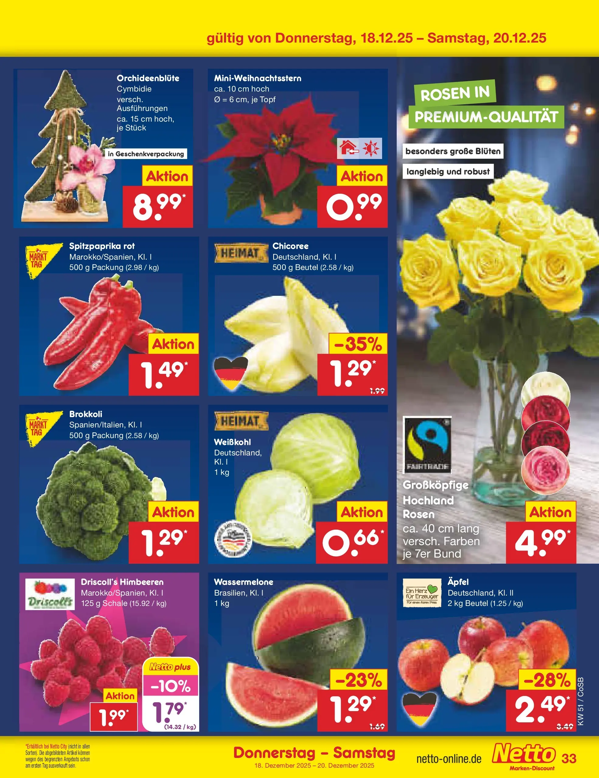 Netto Marken-Discount prospekt Bitterfeld-Wolfen	 (ab 15.12.2025) » Angebote | Seite: 41 | Produkte: Himbeeren, Äpfel, Brokkoli, Wassermelone