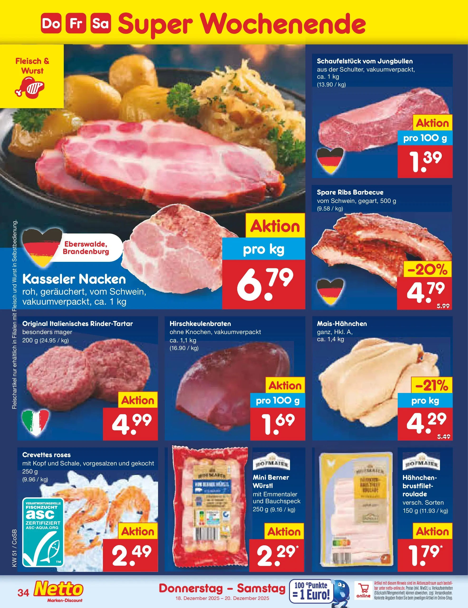 Netto Marken-Discount prospekt Bitterfeld-Wolfen	 (ab 15.12.2025) » Angebote | Seite: 42 | Produkte: Hahnchen, Würstl, Kasseler nacken, Wurst