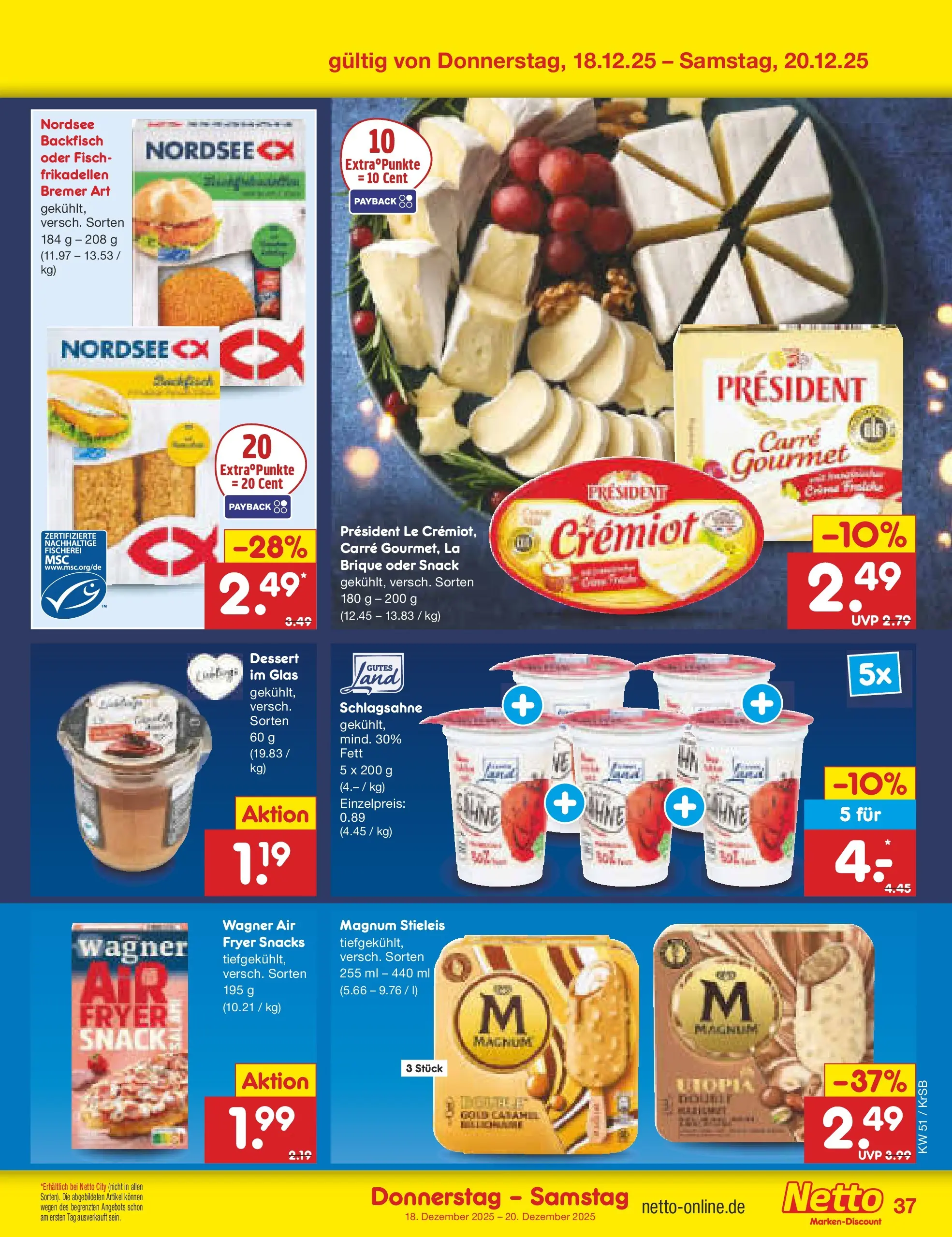 Netto Marken-Discount prospekt Jüchen	 (ab 15.12.2025) » Angebote | Seite: 45 | Produkte: Schlagsahne, Fisch