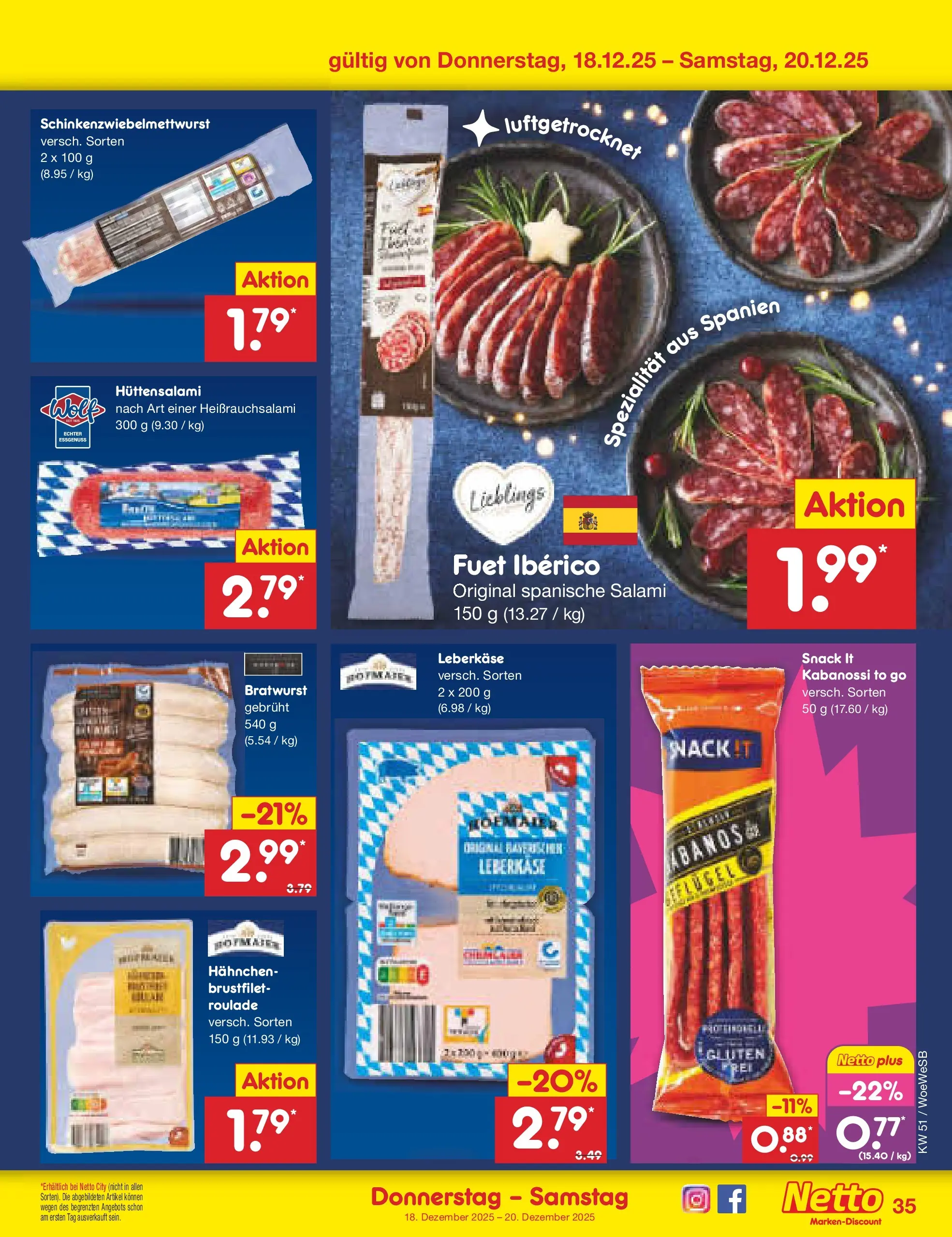 Netto Marken-Discount prospekt Katzweiler (ab 15.12.2025) » Angebote | Seite: 43 | Produkte: Hahnchen, Bratwurst, Salami, Leberkase Netto Marken-Discount prospekt Katzweiler (ab 15.12.2025) » Angebote | Seite: 43 | Produkte: Hahnchen, Bratwurst, Salami, Leberkase