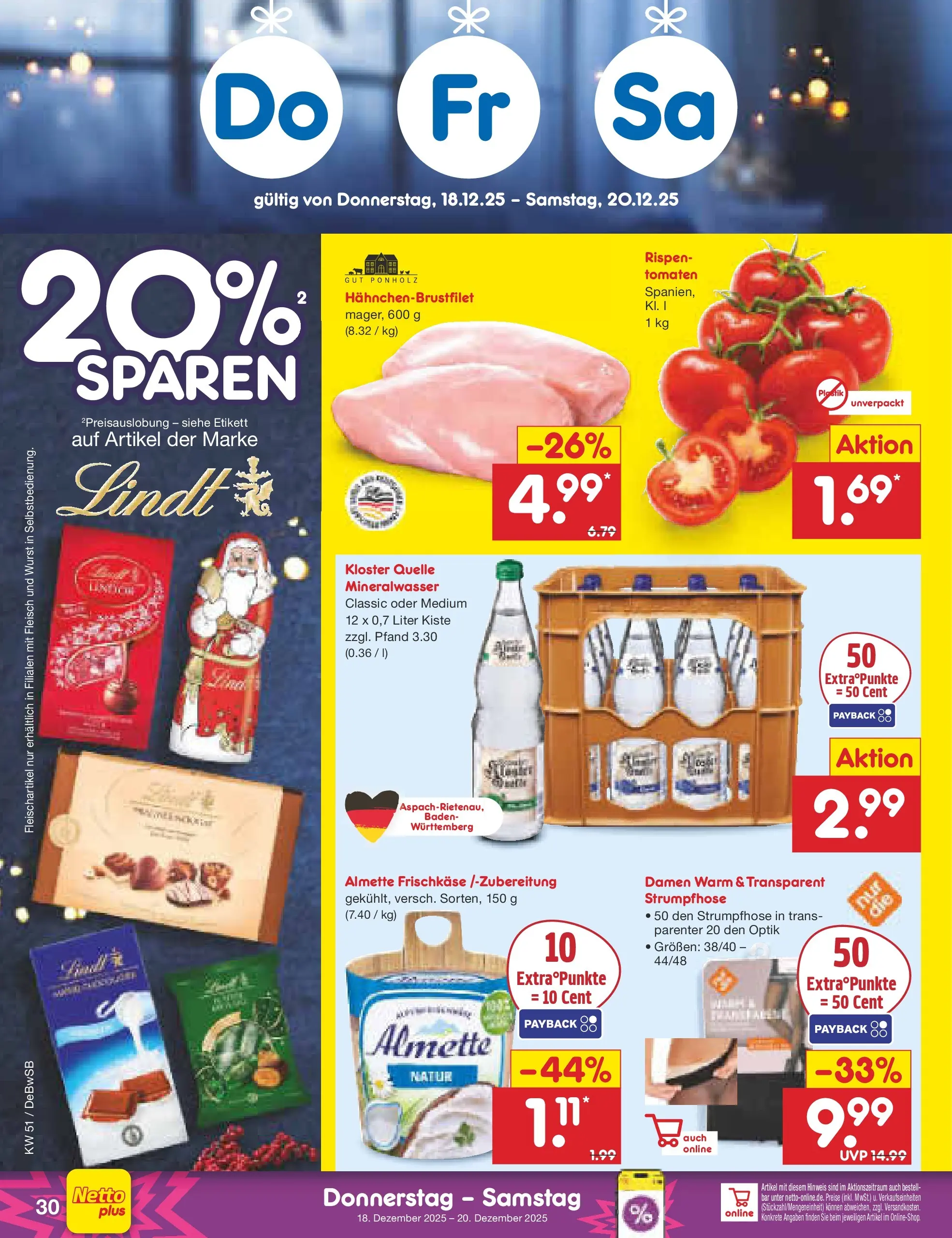 Netto Marken-Discount prospekt Waiblingen-Bittenfeld (ab 15.12.2025) » Angebote | Seite: 38 | Produkte: Tomaten, Wurst, Lindt, Frischkase Netto Marken-Discount prospekt Waiblingen-Bittenfeld (ab 15.12.2025) » Angebote | Seite: 38 | Produkte: Tomaten, Wurst, Lindt, Frischkase