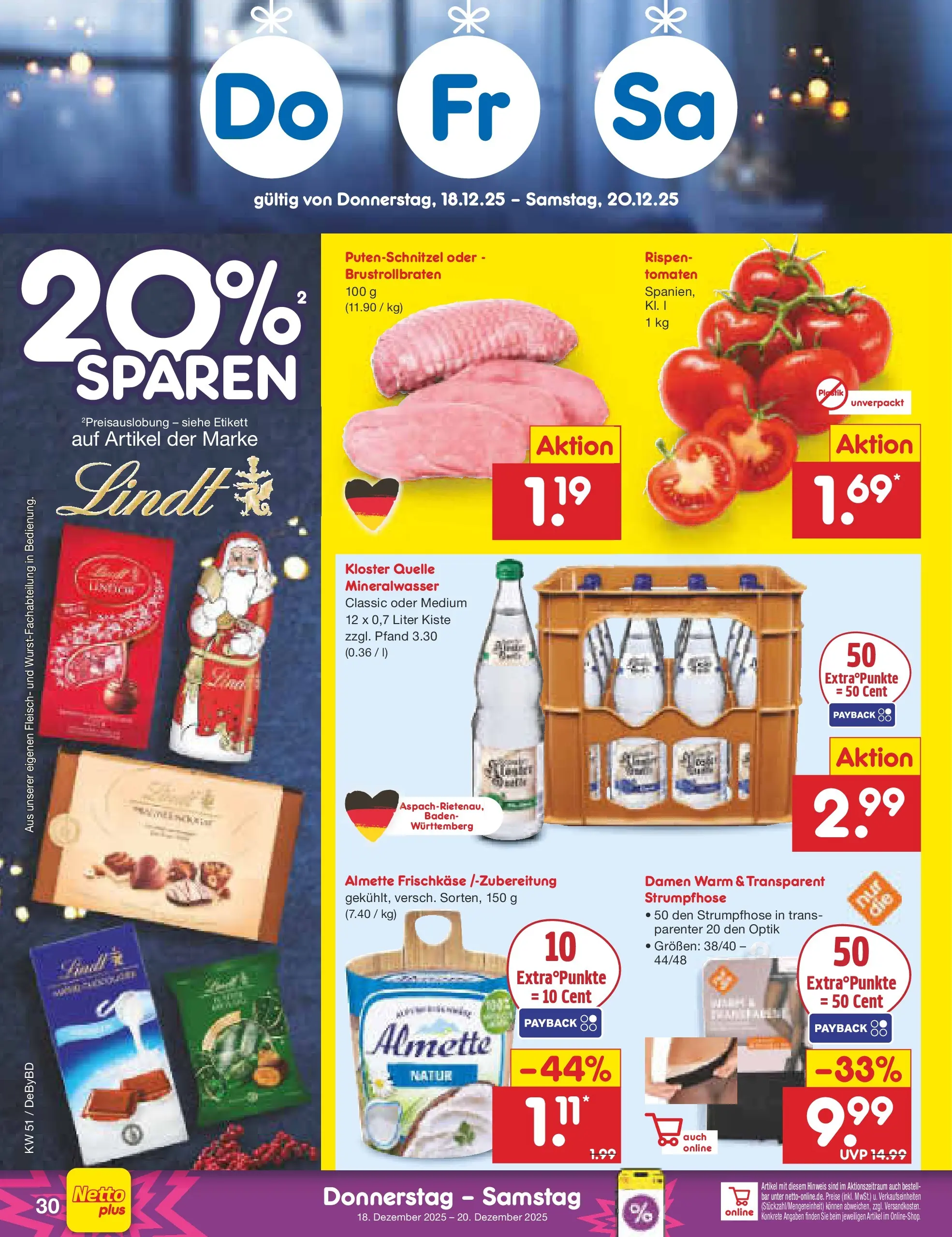 Netto Marken-Discount prospekt Buttenwiesen (ab 15.12.2025) » Angebote | Seite: 38 | Produkte: Mineralwasser, Lindt, Fleisch, Frischkase Netto Marken-Discount prospekt Buttenwiesen (ab 15.12.2025) » Angebote | Seite: 38 | Produkte: Mineralwasser, Lindt, Fleisch, Frischkase