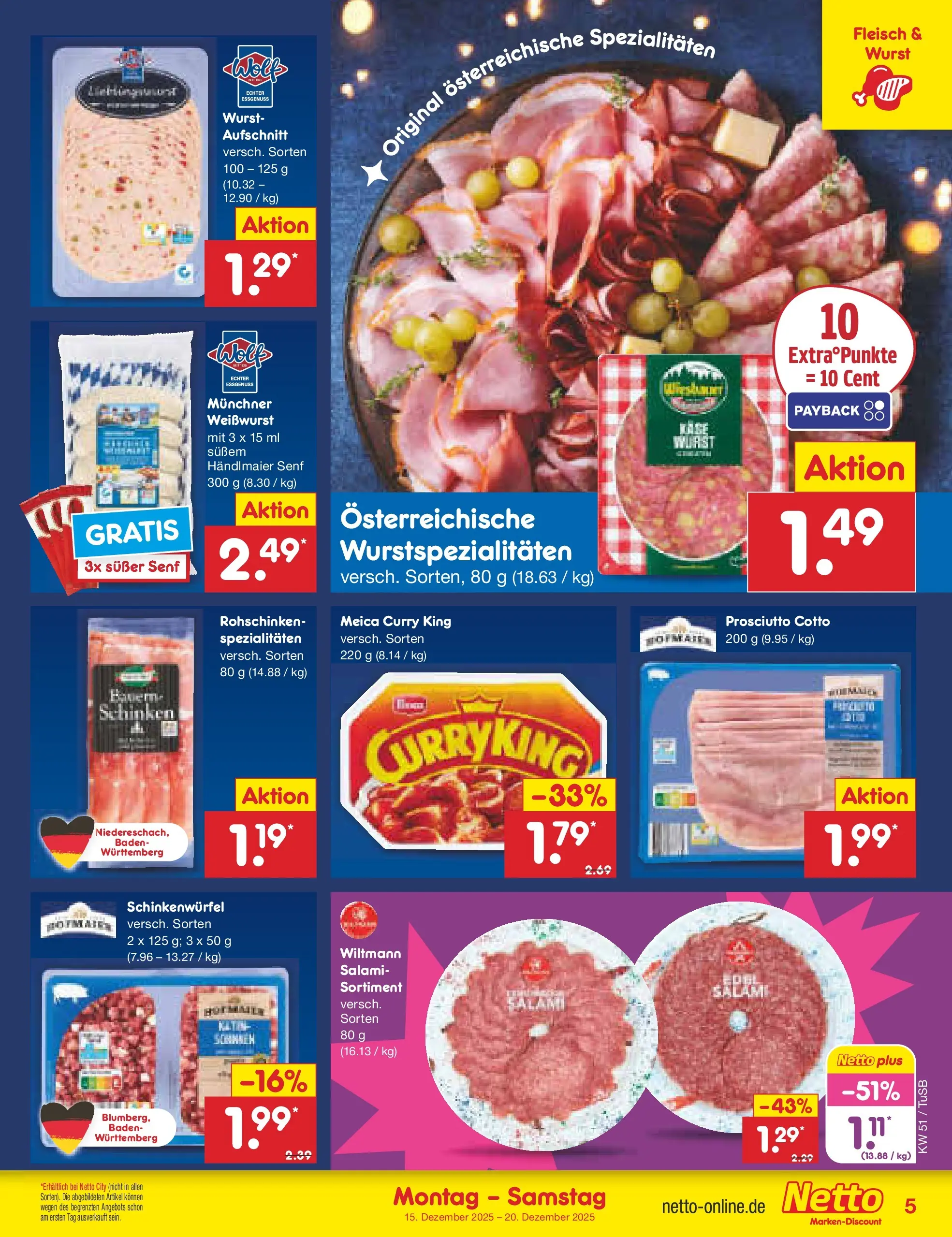 Netto Marken-Discount prospekt Lahr-Langenwinkel	 (ab 15.12.2025) » Angebote | Seite: 5 | Produkte: Weißwurst, Meica, Wurst, Fleisch