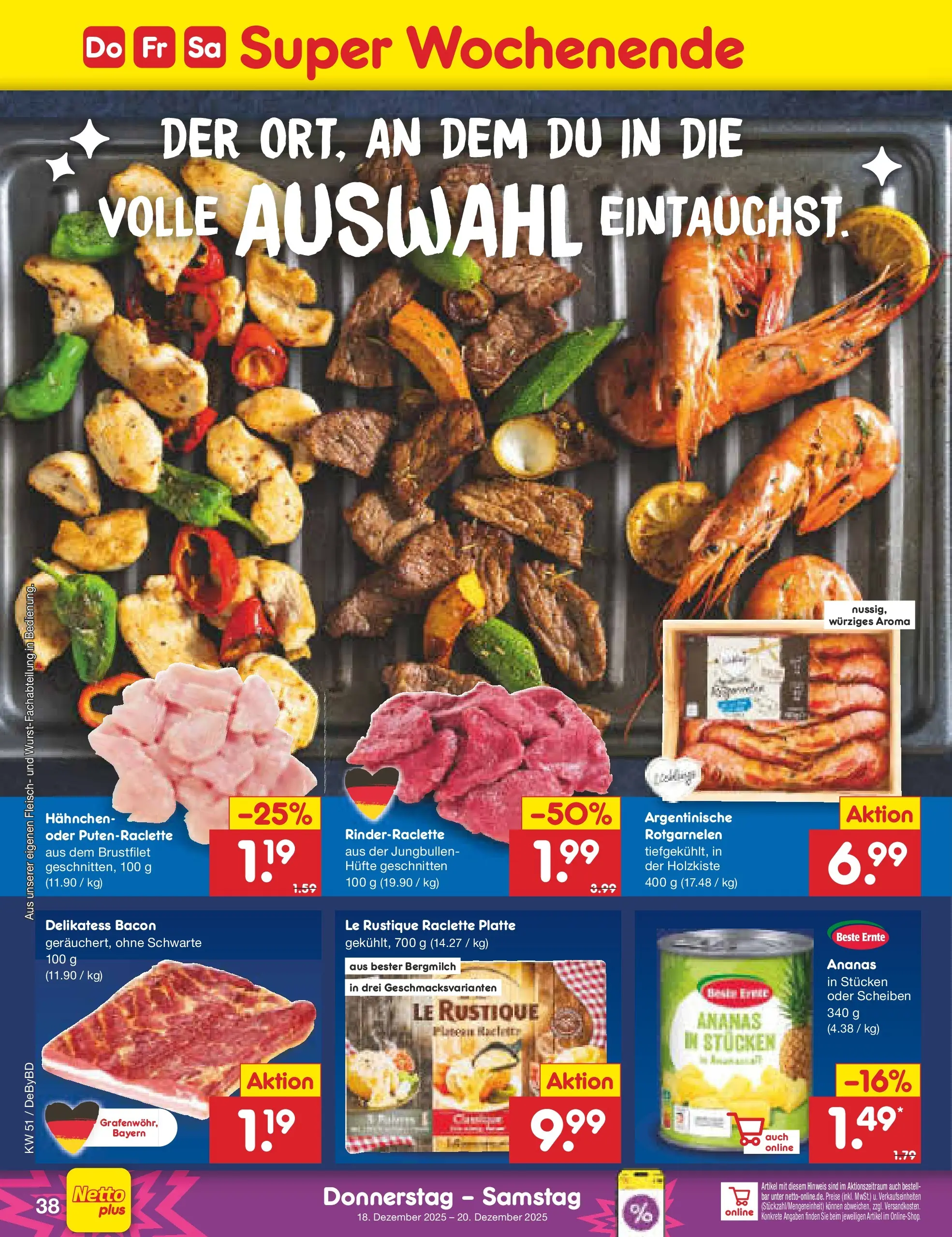 Netto Marken-Discount prospekt Buttenwiesen (ab 15.12.2025) » Angebote | Seite: 46 | Produkte: Hahnchen, Ananas, Raclette, Fleisch Netto Marken-Discount prospekt Buttenwiesen (ab 15.12.2025) » Angebote | Seite: 46 | Produkte: Hahnchen, Ananas, Raclette, Fleisch