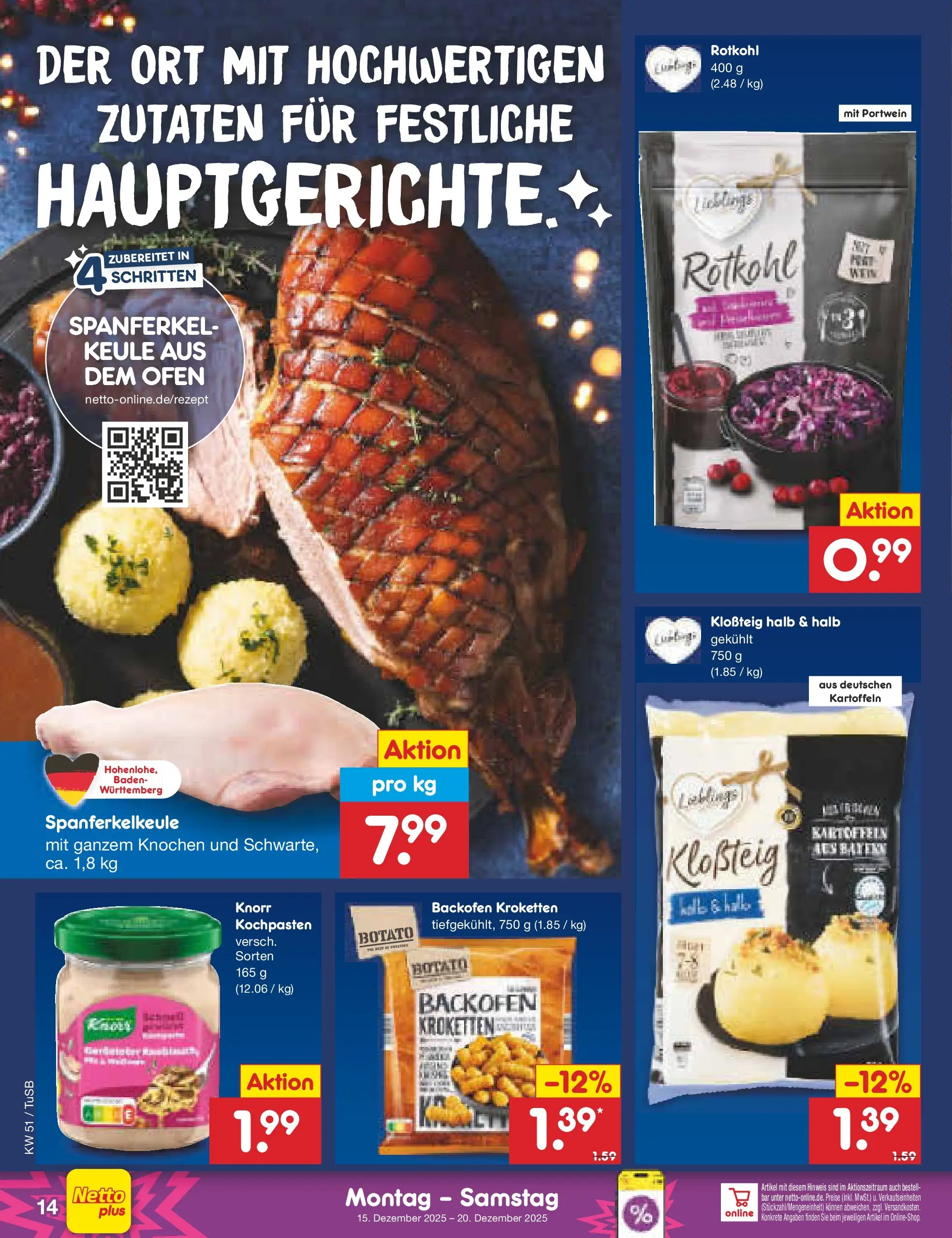 Netto Marken-Discount prospekt Lahr-Langenwinkel	 (ab 15.12.2025) » Angebote | Seite: 14 | Produkte: Ofen, Knorr, Kartoffeln, Backofen