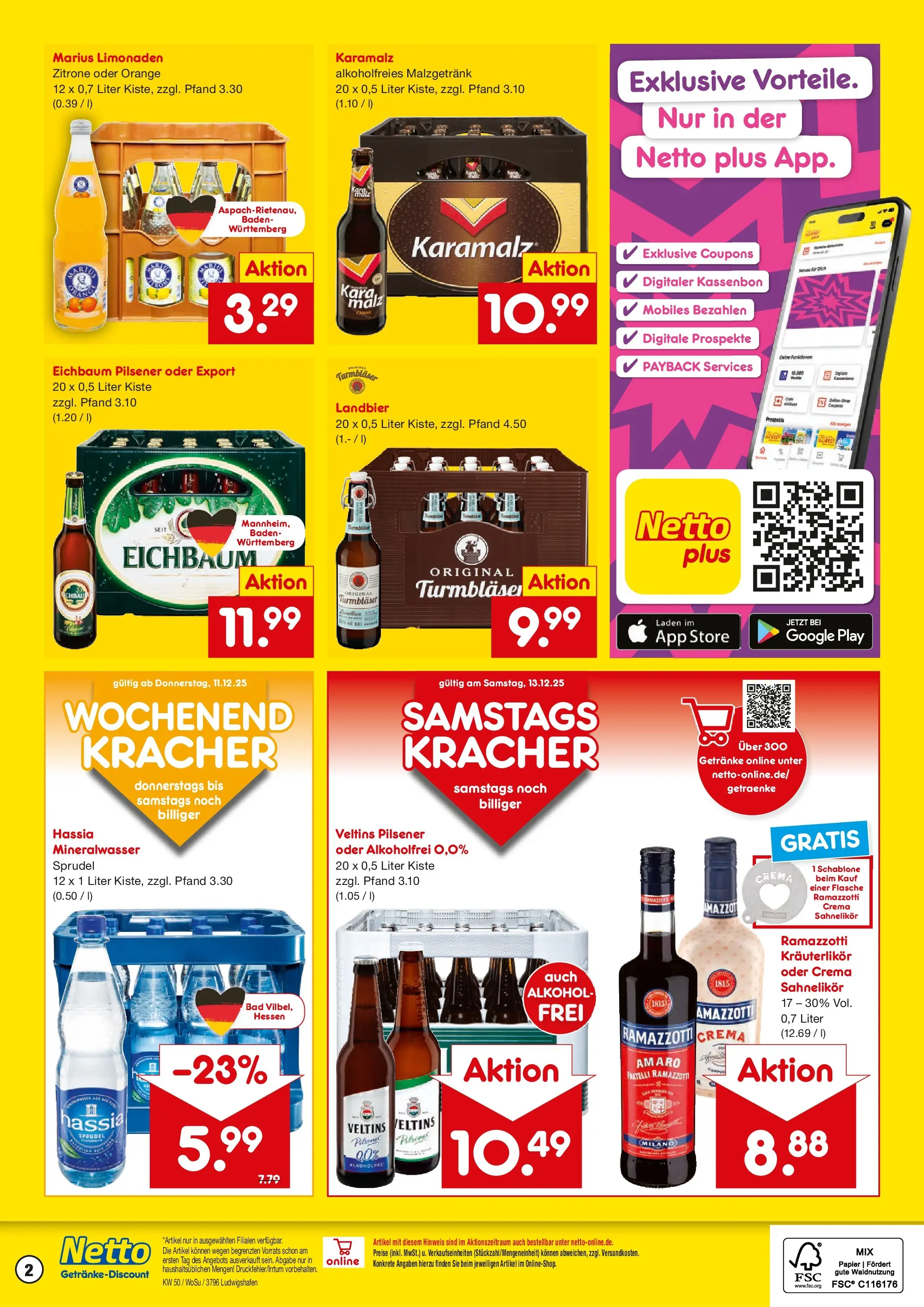 Netto Marken-Discount prospekt Ludwigshafen	 (ab 08.12.2025) » Angebote | Seite: 2 | Produkte: Mineralwasser, Zitrone, Ramazzotti, Veltins