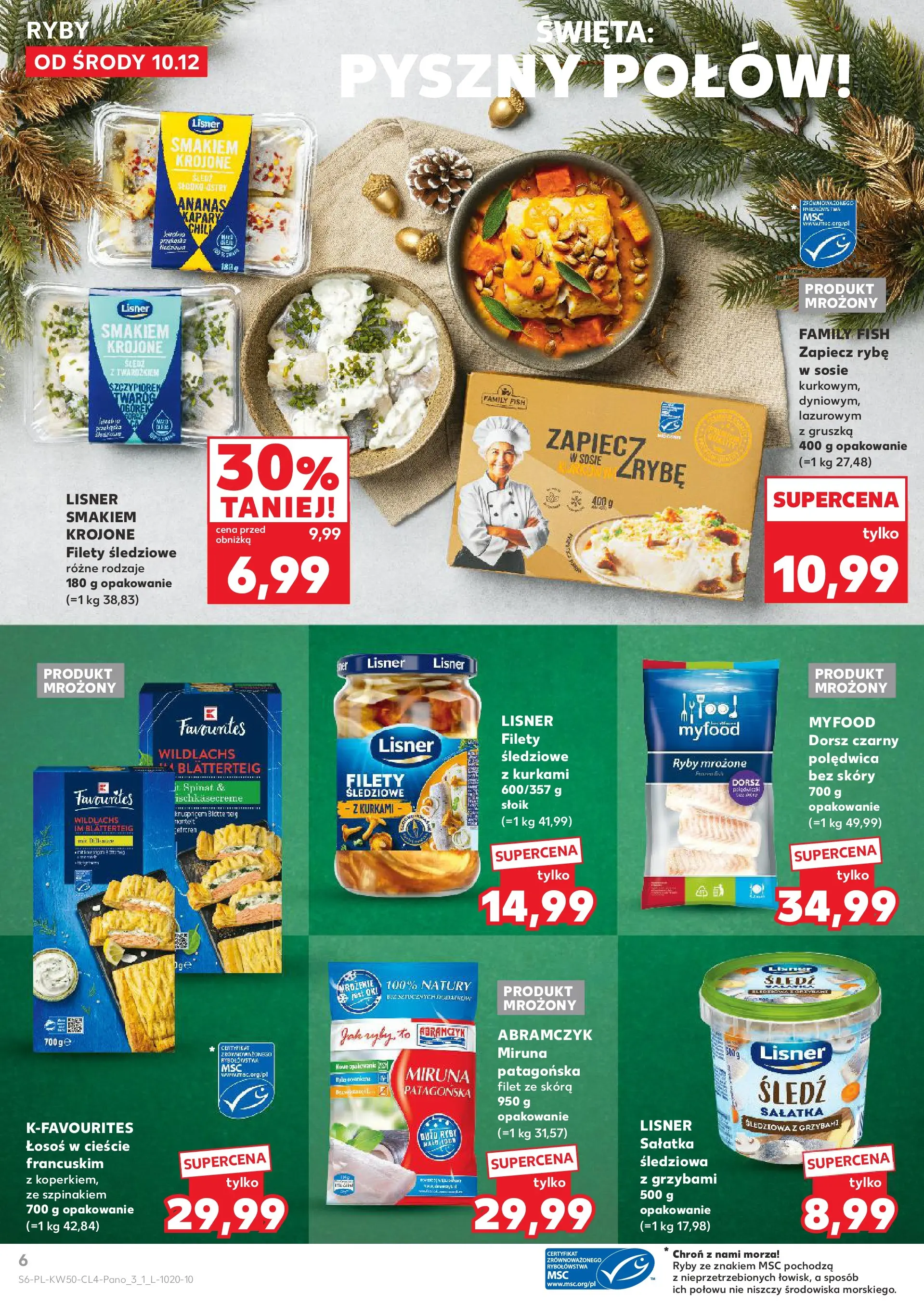 Kaufland gazetka od 10.12.2025 | Boże Narodzenie 🎄🎁 | Strona: 6 | Produkty: Śledź, Łosoś, Ananas, Sałatka