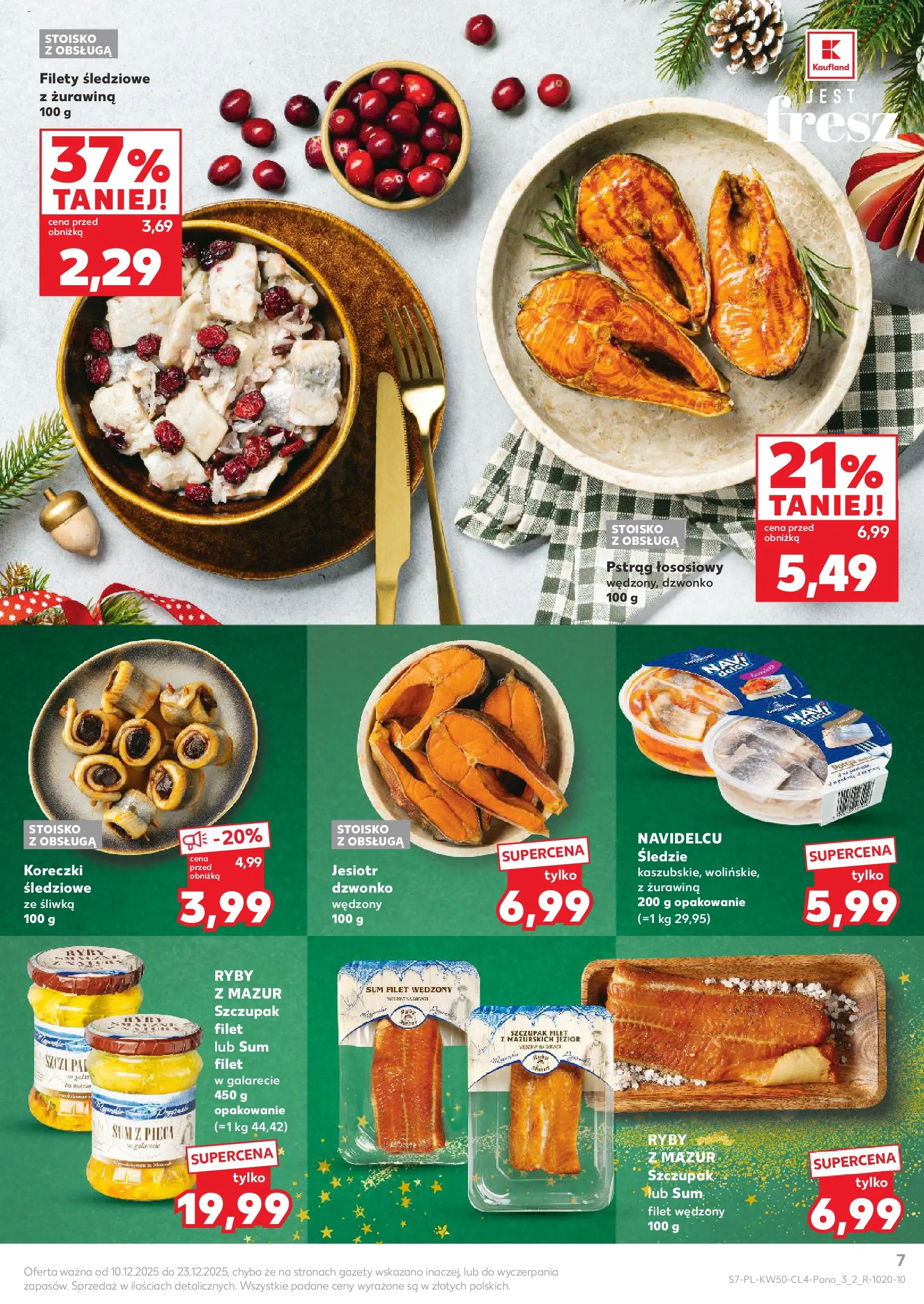 Kaufland gazetka od 10.12.2025 | Boże Narodzenie 🎄🎁 | Strona: 7 | Produkty: Pstrąg, Pstrąg łososiowy, Żurawina, Ryby