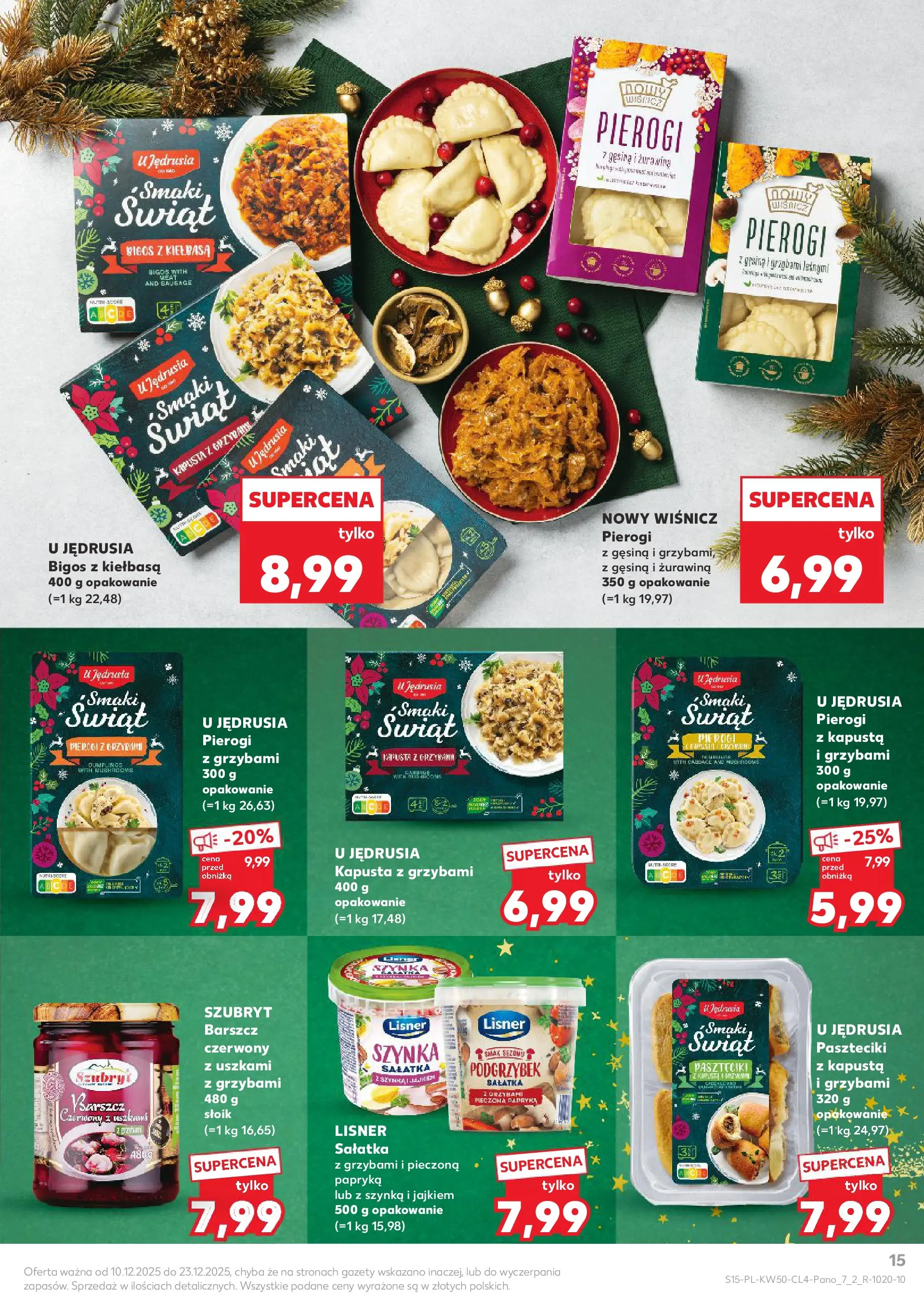 Kaufland gazetka od 10.12.2025 | Boże Narodzenie 🎄🎁 | Strona: 15 | Produkty: Kiełbasa, Szynka, Papryka, Żurawina