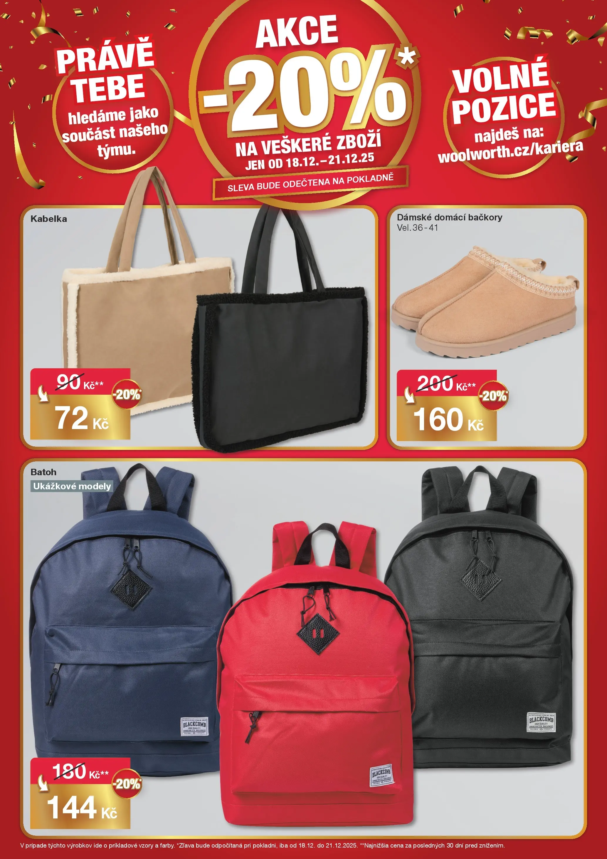 Woolworth leták - Poděbrady  od 18.12.2025 - akční nabídka | Strana: 6 | Produkty: Bačkory, Kabelka, Batoh, Modely
