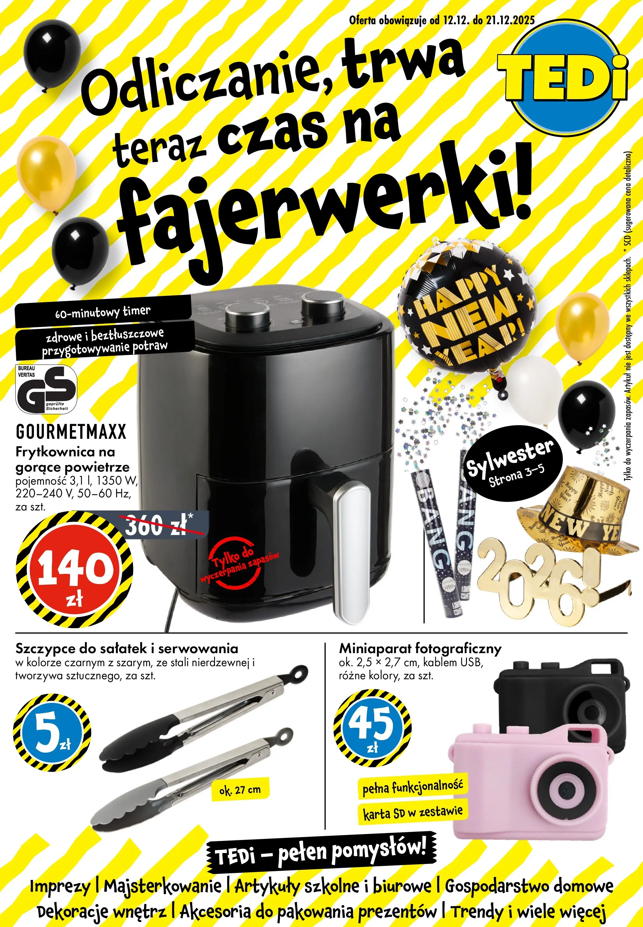 TEDi gazetka od 12.12.2025 | Boże Narodzenie 🎄🎁 | Strona: 1 | Produkty: Karta, Frytkownica, Fajerwerki, Artykuły szkolne