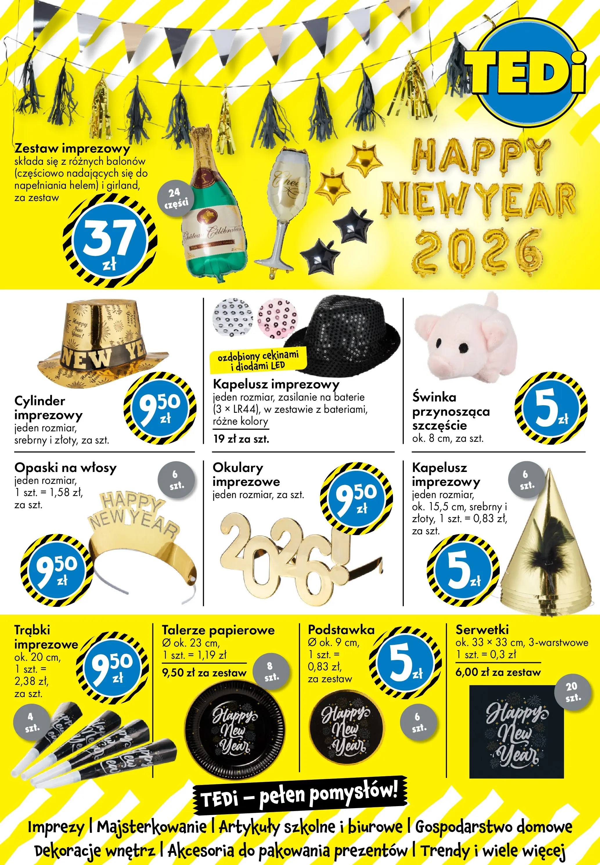 TEDi gazetka od 12.12.2025 | Boże Narodzenie 🎄🎁 | Strona: 4 | Produkty: Kapelusz, Baterie, Talerze, Artykuły szkolne