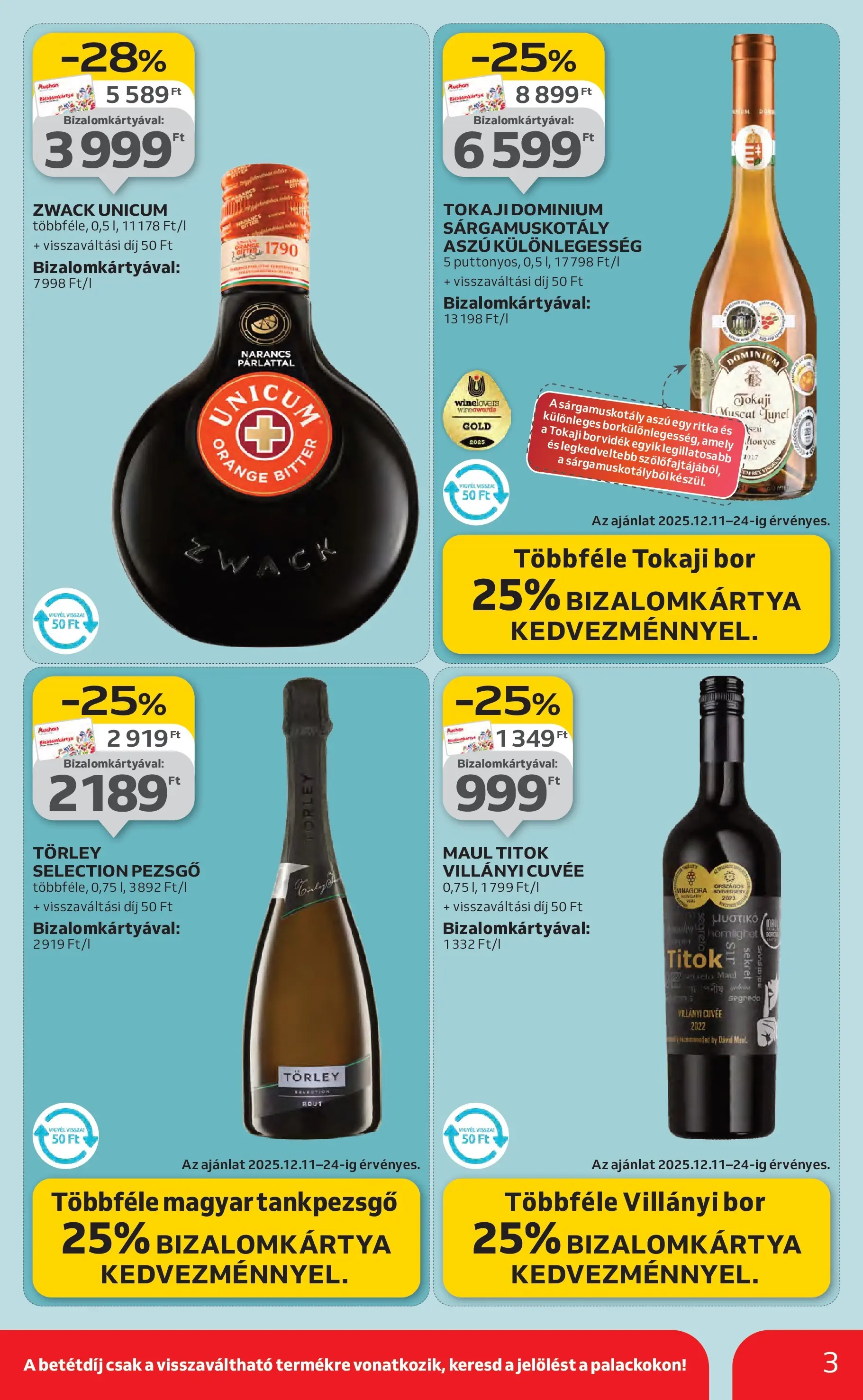 Auchan Akciós újság Miskolc - 2025.12.11. -tól/töl > akció, lapozható szórólap 🛍️ | Oldal: 3 | Termékek: Pezsgő, Bor, Narancs