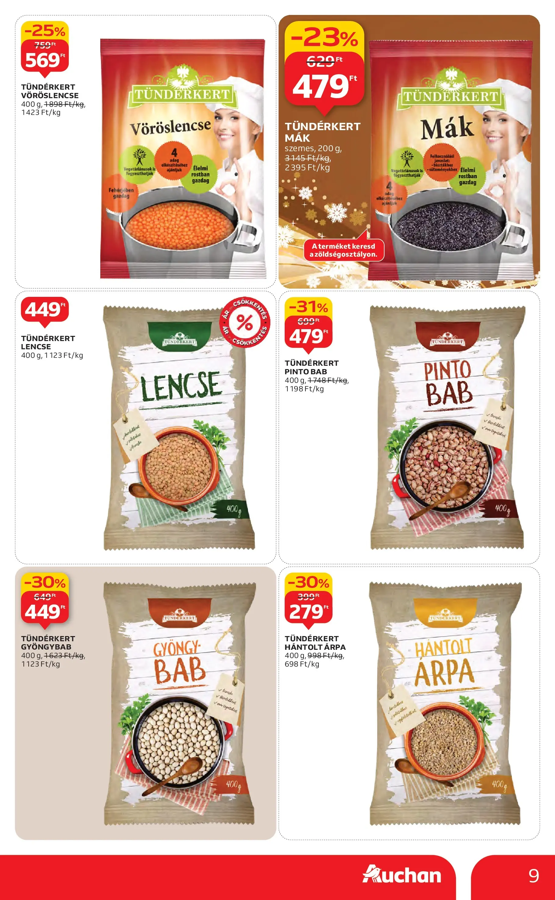 Auchan Akciós újság Miskolc - 2025.12.11. -tól/töl > akció, lapozható szórólap 🛍️ | Oldal: 9 | Termékek: Vöröslencse, Lencse